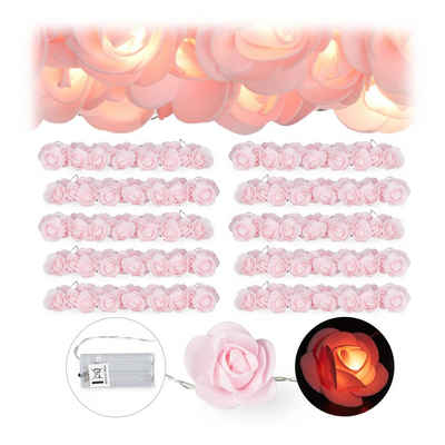 relaxdays Lichterkette »10x Rosen Lichterkette rosa«