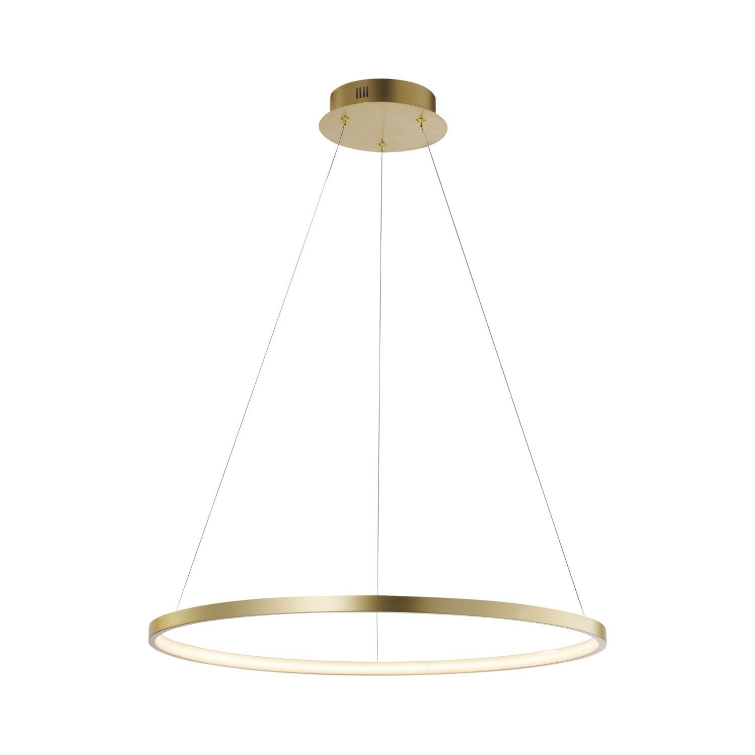 Licht-Erlebnisse Pendelleuchte GREVON, LED fest integriert, Warmweiß, LED Metall H: max. 120 cm rund Ø 60 cm in Gold 3670 lm Modern