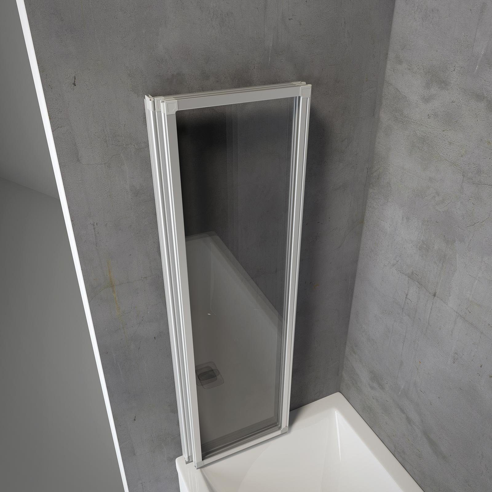 Schulte Badewannenfaltwand Well 127 x 140 cm, Sicherheitsglas, (3 tlg), Klar Alu-Natur
