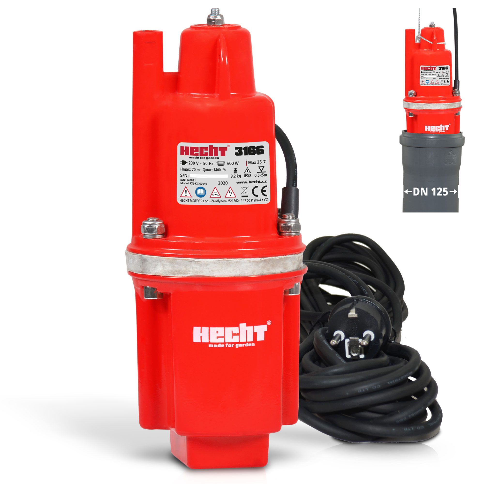 Hecht Tiefbrunnenpumpe Membranpumpe 3166, 70 m günstig online kaufen
