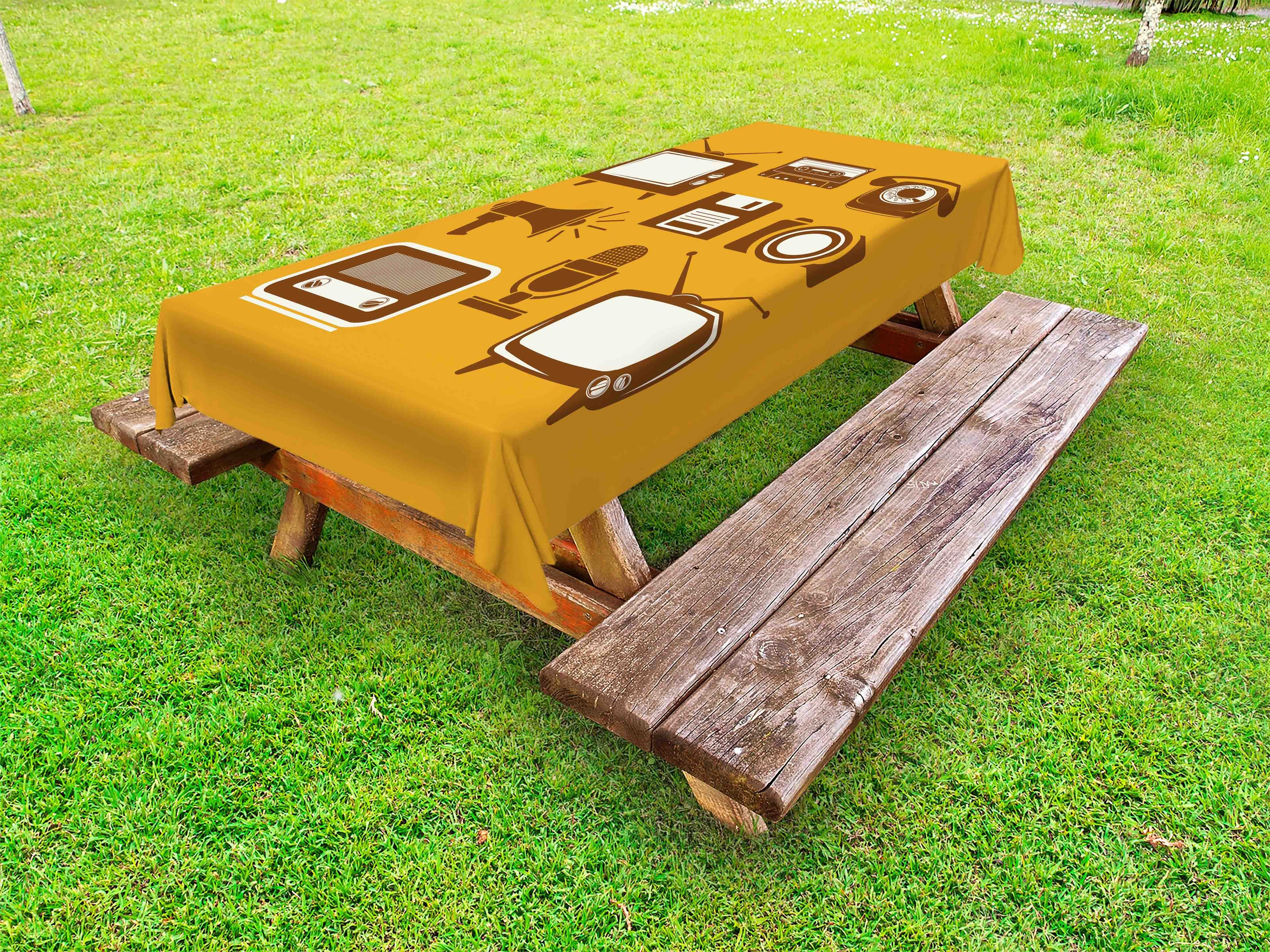 Abakuhaus Tischdecke dekorative waschbare Picknick-Tischdecke, Fernsehsendung Retro Electro Medien | Tischdecken