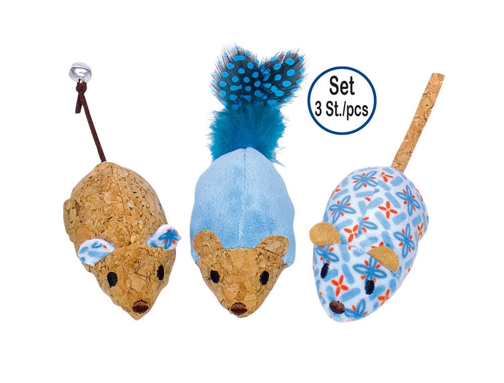 Nobby Plüschmaus Nobby Katzenspielzeug Mäuse 12 cm - 3er Set, PET