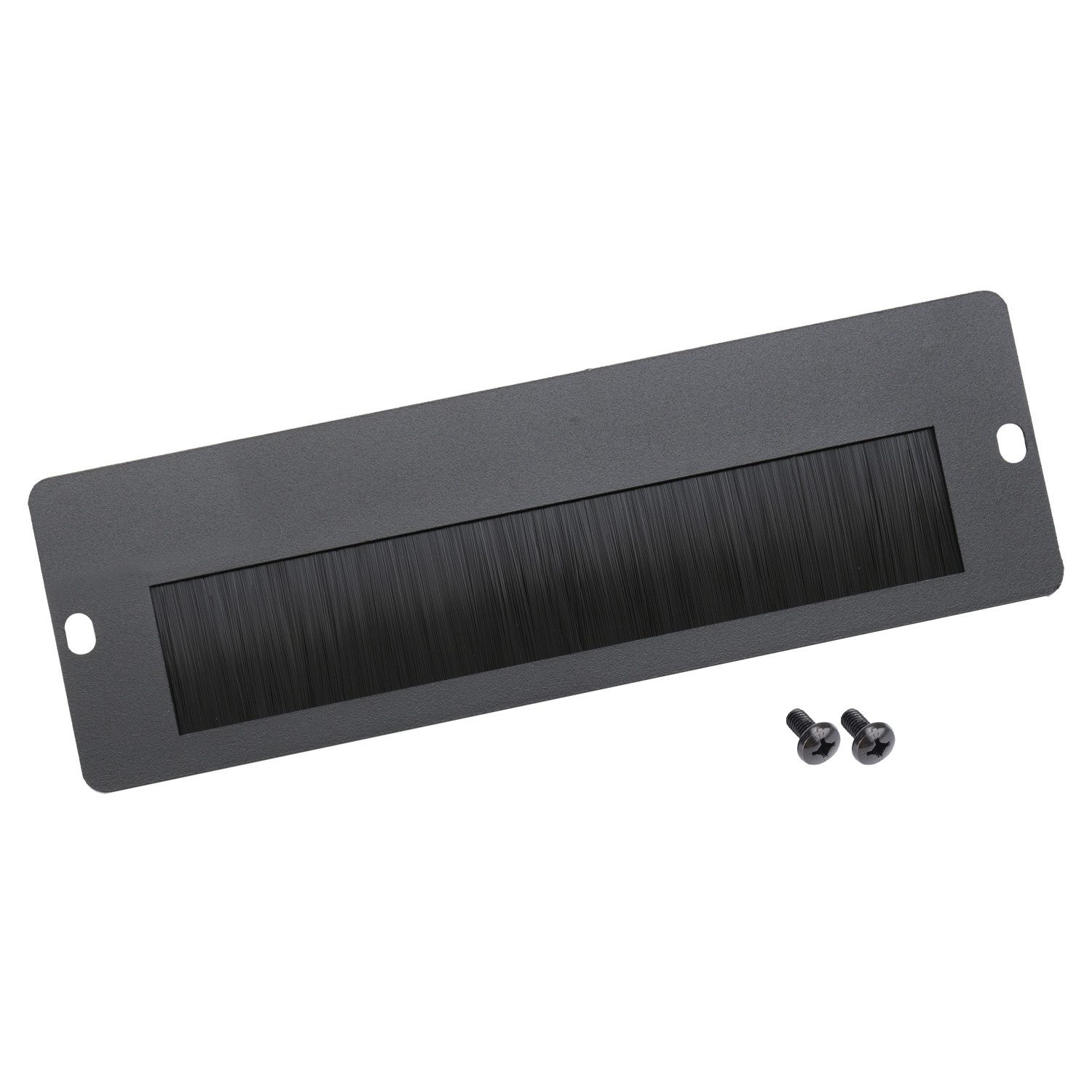 HMF Serverschrank 63329 Kabeldurchführung mit Bürsteneinsatz, für 10 Zoll Netzwerkschränke Außen, 20 x 1,0 x 6, 5 cm, schwarz