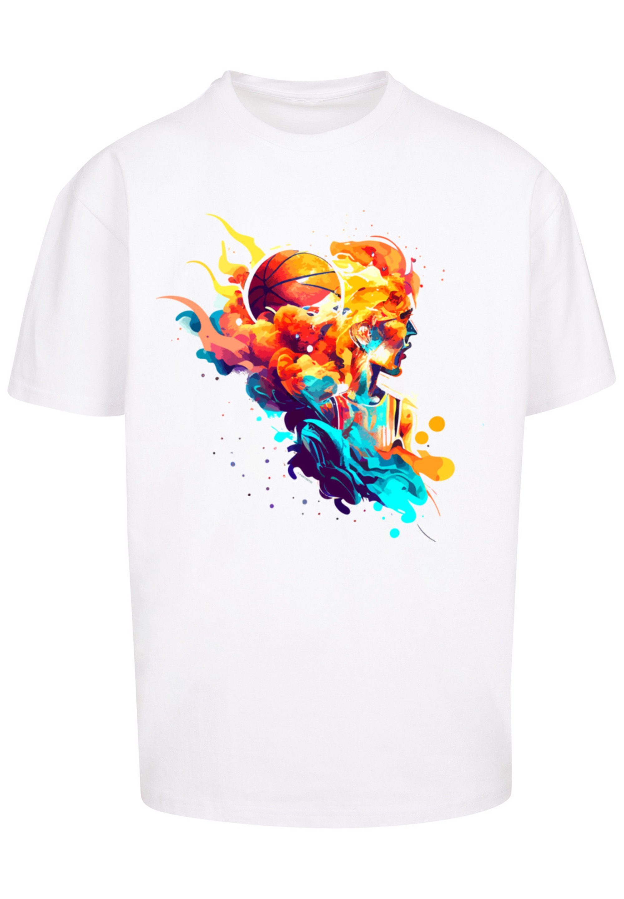 F4NT4STIC T-Shirt Basketball Print OVERSIZE Sport TEE Player weiß