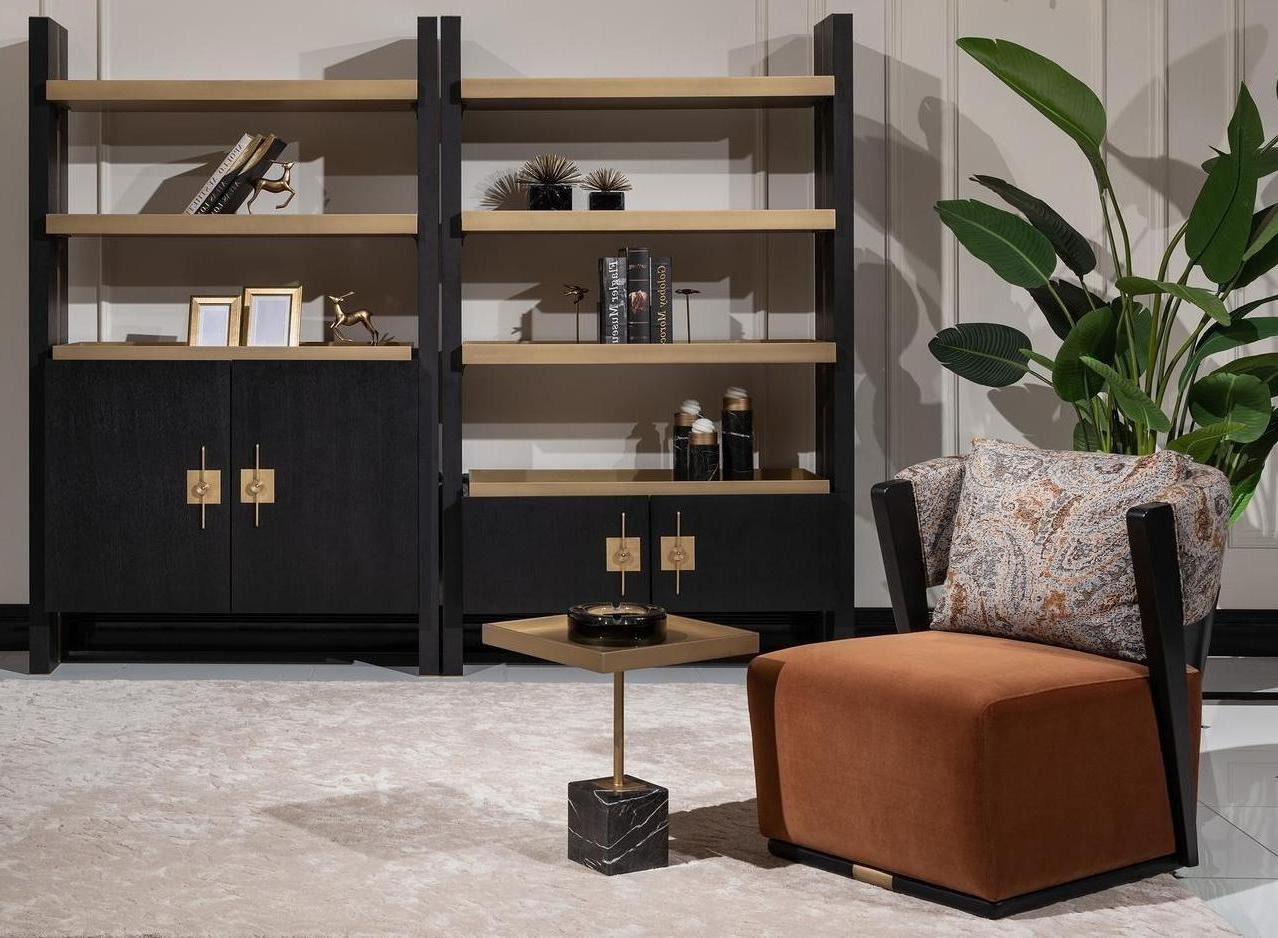 Xlmoebel Loungesessel Relaxsessel und Sessel in Orange mit Stoffpolstern (5-St., Sessel + 2x Beistelltische + 2x Regale), Hergestellt in Europa