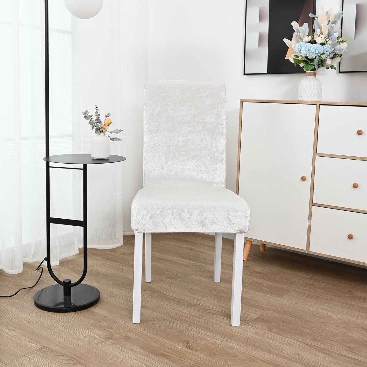 Rosnek Stuhlhusse Stuhlüberzug,Stretch Samt,für Hochzeit Esszimmer günstig online kaufen