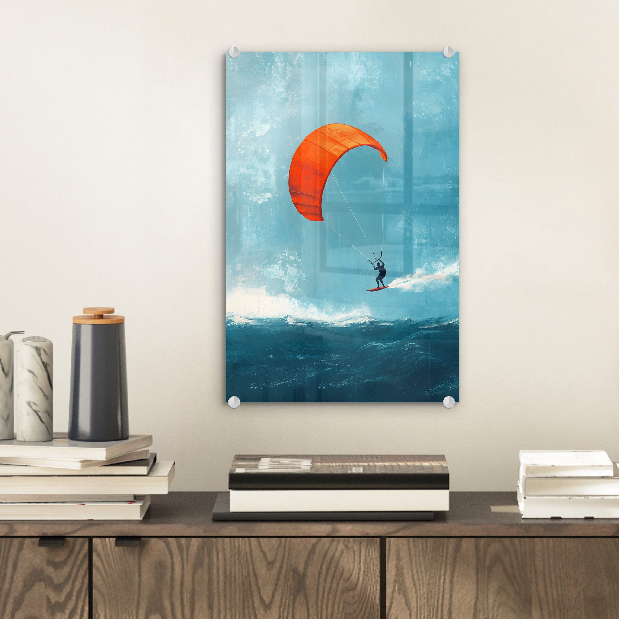 MuchoWow Acrylglasbild Kitesurfer - Orange - günstig online kaufen