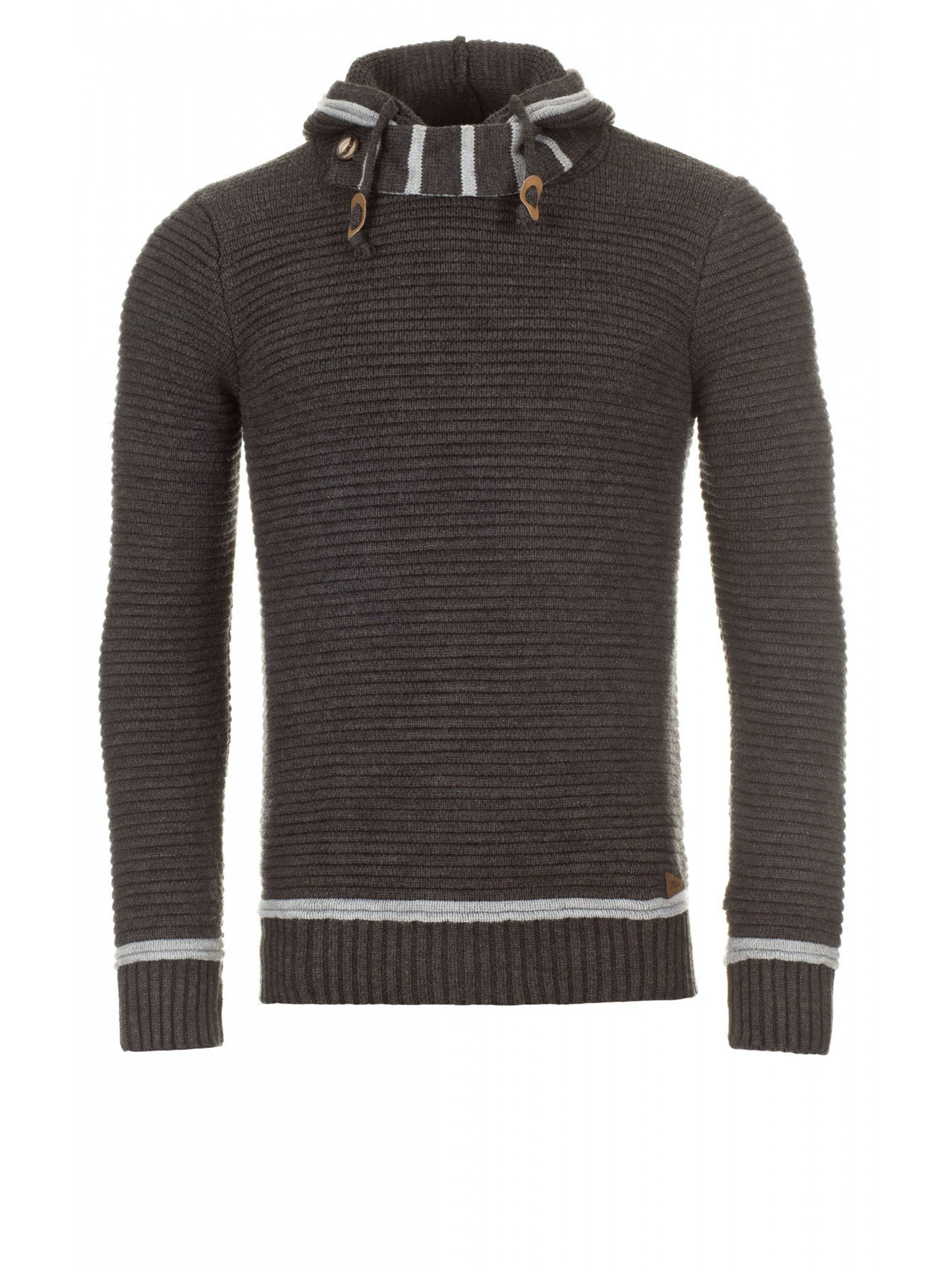 Yazubi Rundhalspullover Strick Kapuzenpullover 129 mit Kapuze