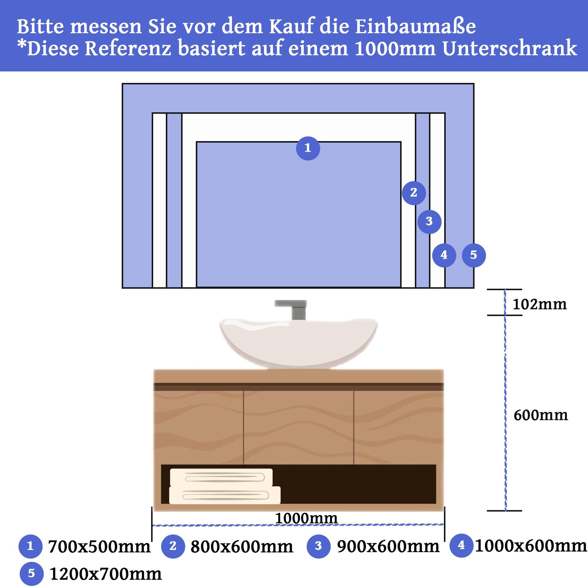 Finmrys Badspiegel Badezimmerspiegel mit LED-Beleuchtung und günstig online kaufen
