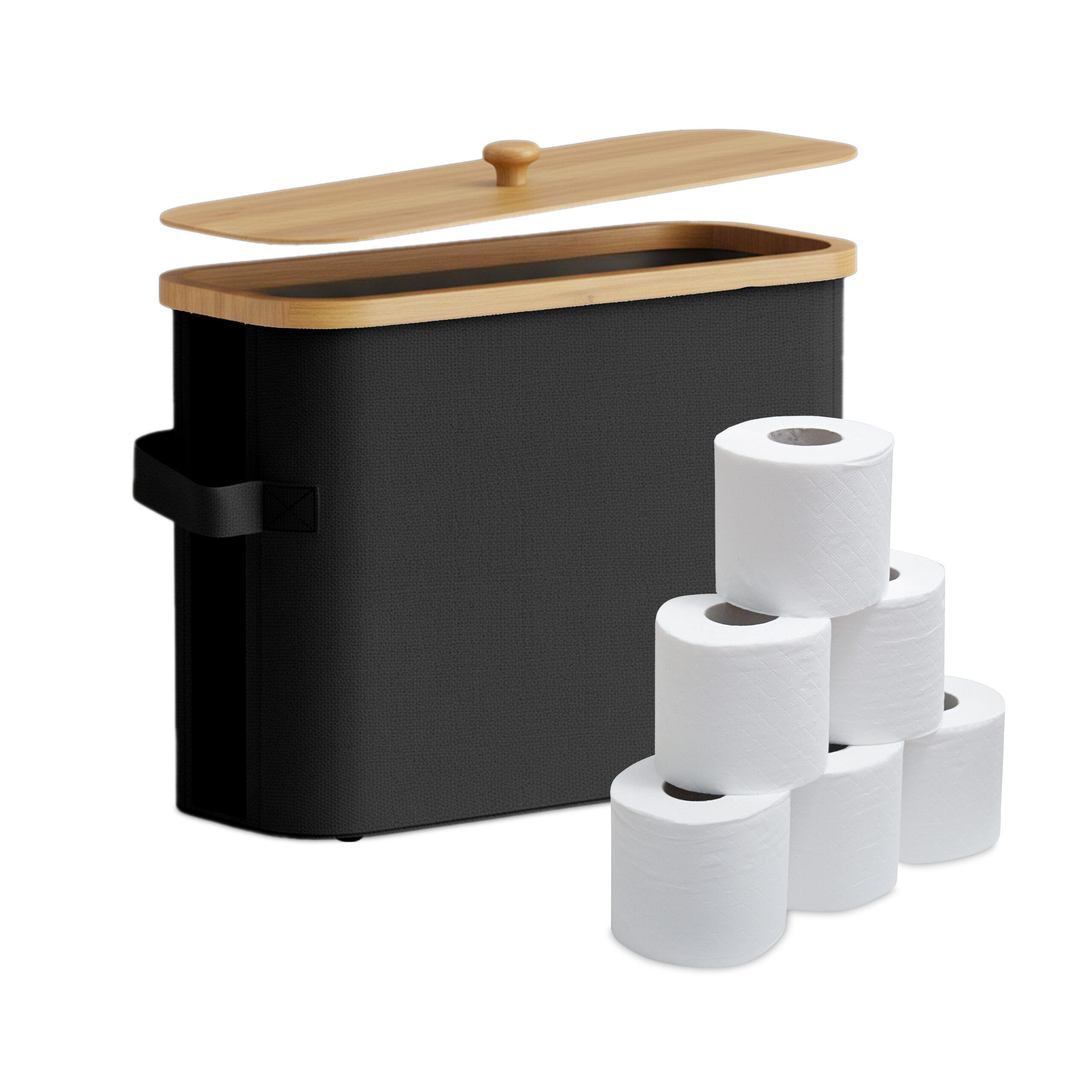 relaxdays Toiletten-Ersatzrollenhalter Toilettenpapier Aufbewahrung 12 Rollen, schwarz