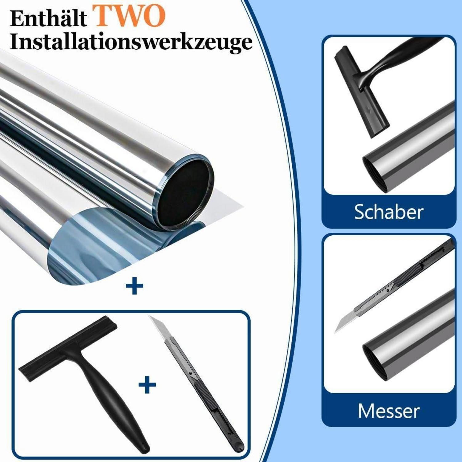 LuxusKollektion Sonnenschutz-Fensterfolie Fensterfolie Spiegelfolie Sichtschutz 90 x 400 cm Silber Spiegelfolie – Bild 2 von 5