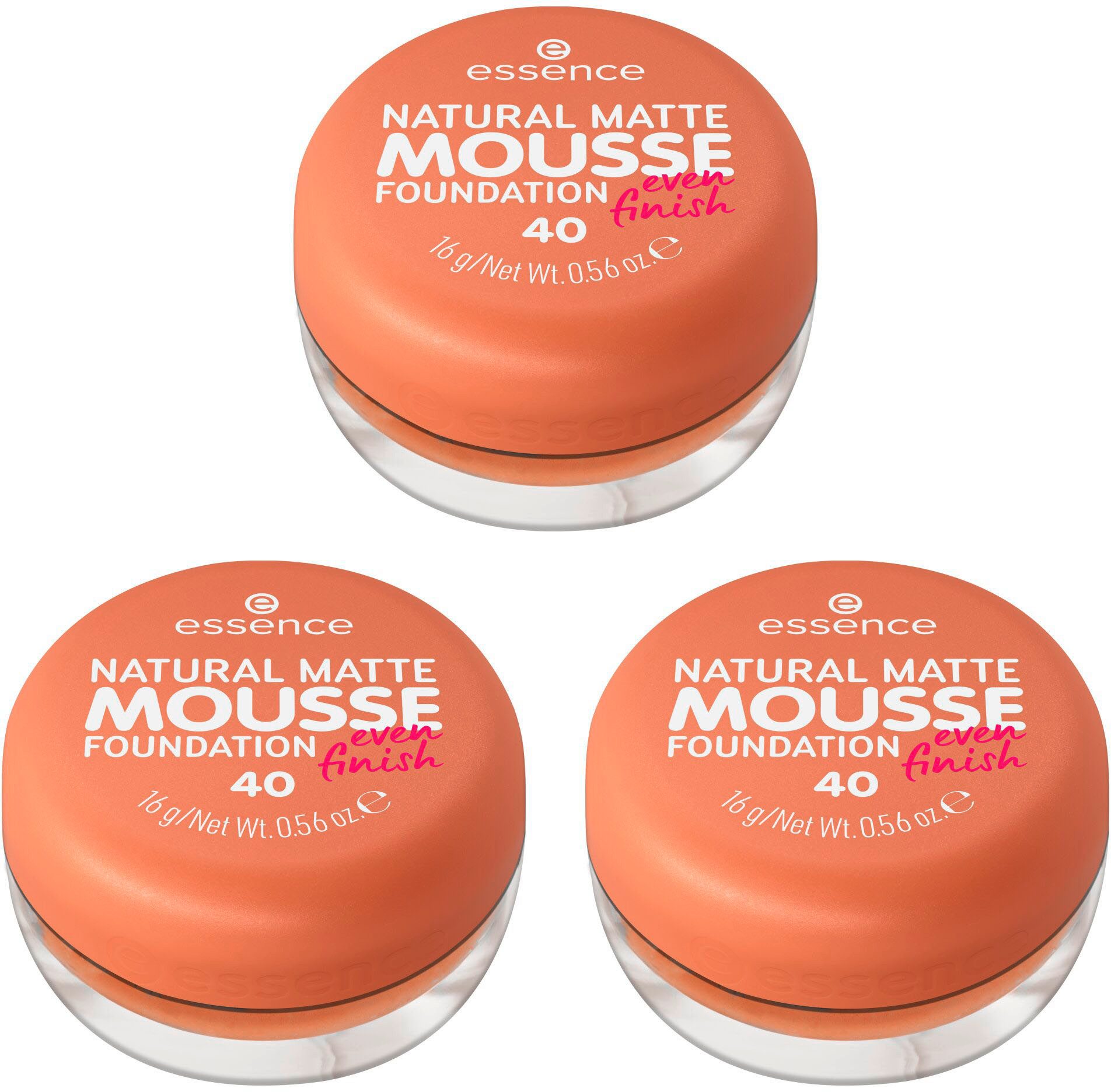 Essence Foundation NATURAL MATTE MOUSSE FOUNDATION, 3er Pack