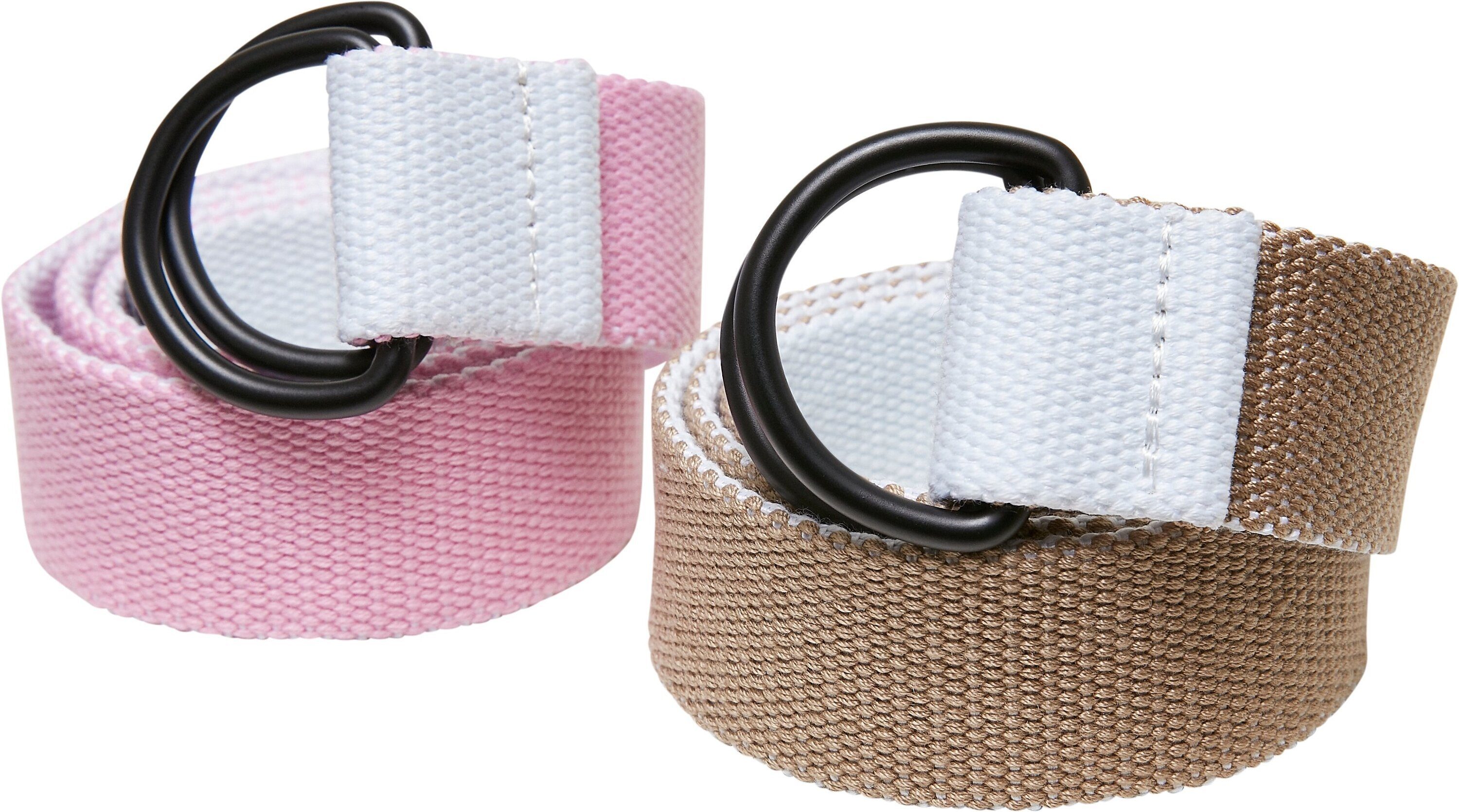 URBAN CLASSICS Hüftgürtel Accessoires Easy D-Ring Belt Kids 2-Pack weiß-beige-rose
