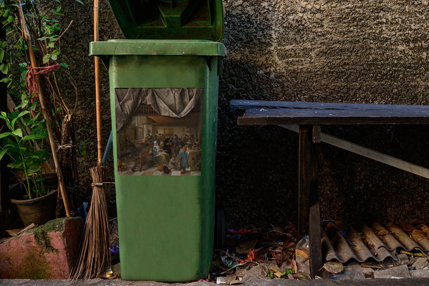 Jan Wandsticker Abfalbehälter Container, Sticker, Menschen Leben Mülltonne, Das Steen - MuchoWow Mülleimer-aufkleber, des St), (1