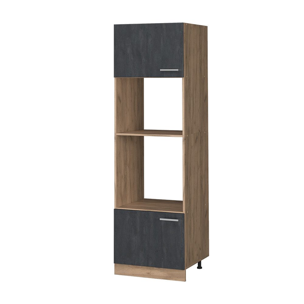 Vicco Mikrowellenumbauschrank R-Line, Schwarz Beton/Goldkraft Eiche, günstig online kaufen