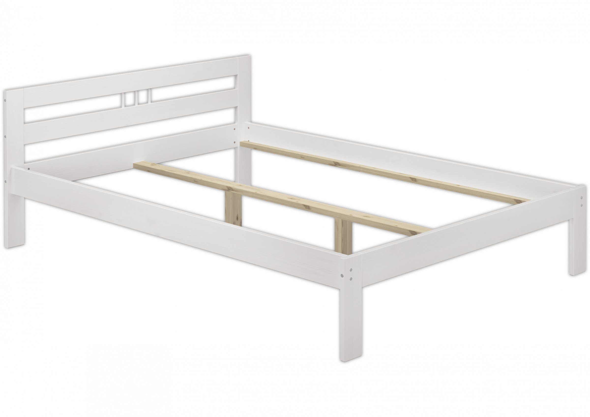 ERST-HOLZ Bett Bettgestell Kiefer Weiß 140 x 200 ohne Rollrost, Kieferwaschweiß