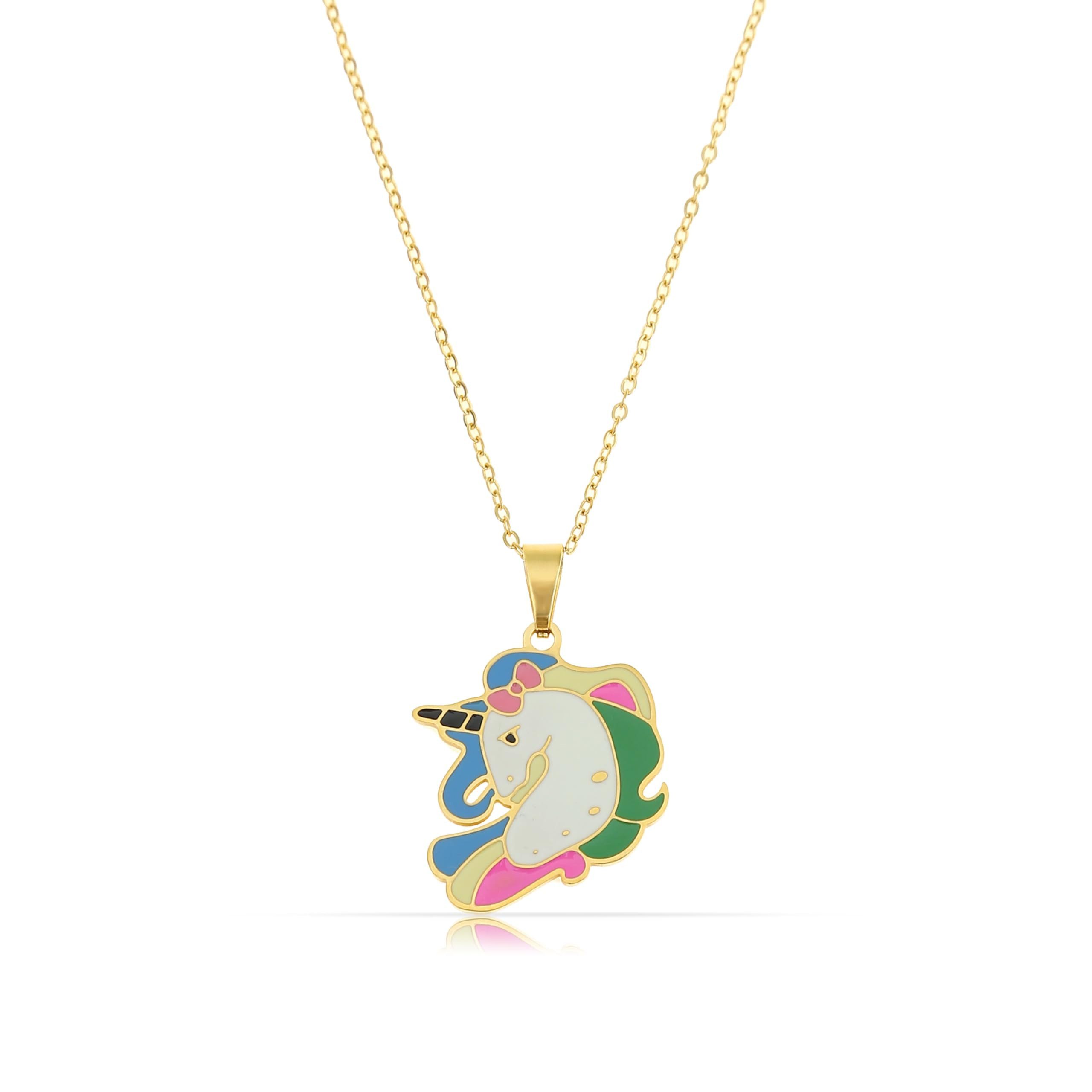 Made by Nami Kette mit Anhänger Halskette mit Anhänger Einhorn oder Regenbogen, Geschenke für Mädchen - Freundschaftskette