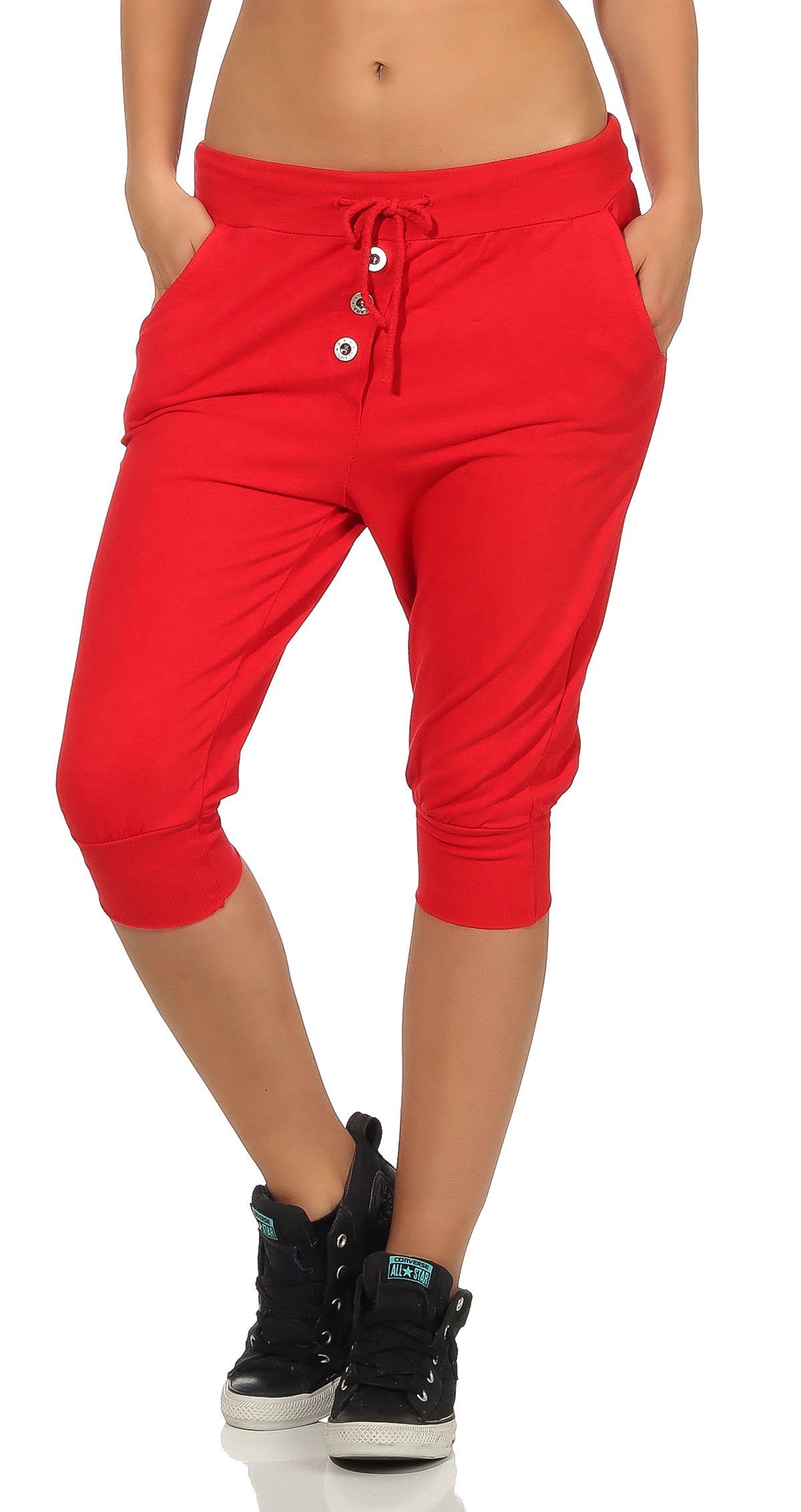 Shorts malito Damen kurze Hose in Unifarben, Sporthose mit Knöpfen, Baggy