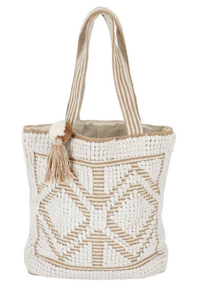 halsüberkopf Accessoires Strandtasche Tasche Baumwolle, mit Quaste und dezentem Ethno-Muster
