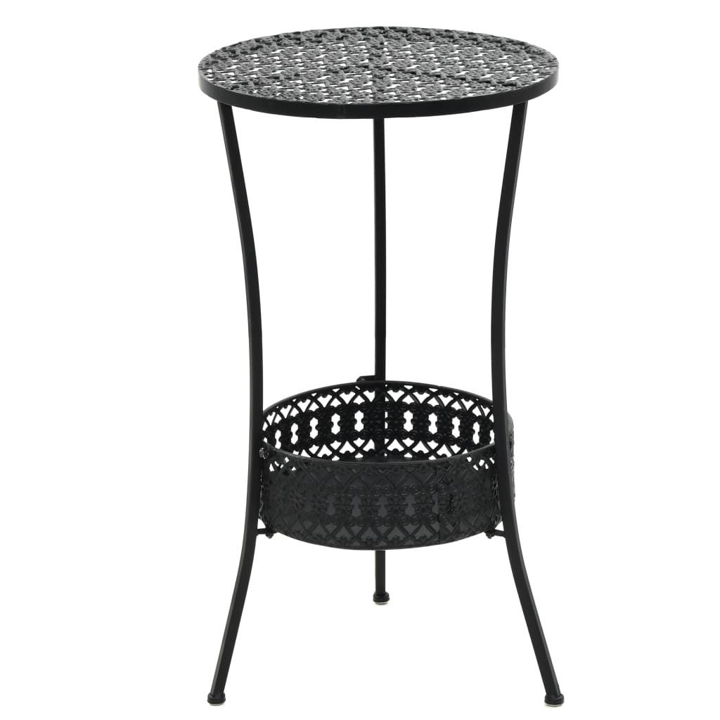 furnicato Gartentisch Schwarzer Bistrotisch aus Metall 40 x 70 cm (1-St), Vintage-Cafétisch mit Ablage für Stauraum und einfachem Zusammenbau