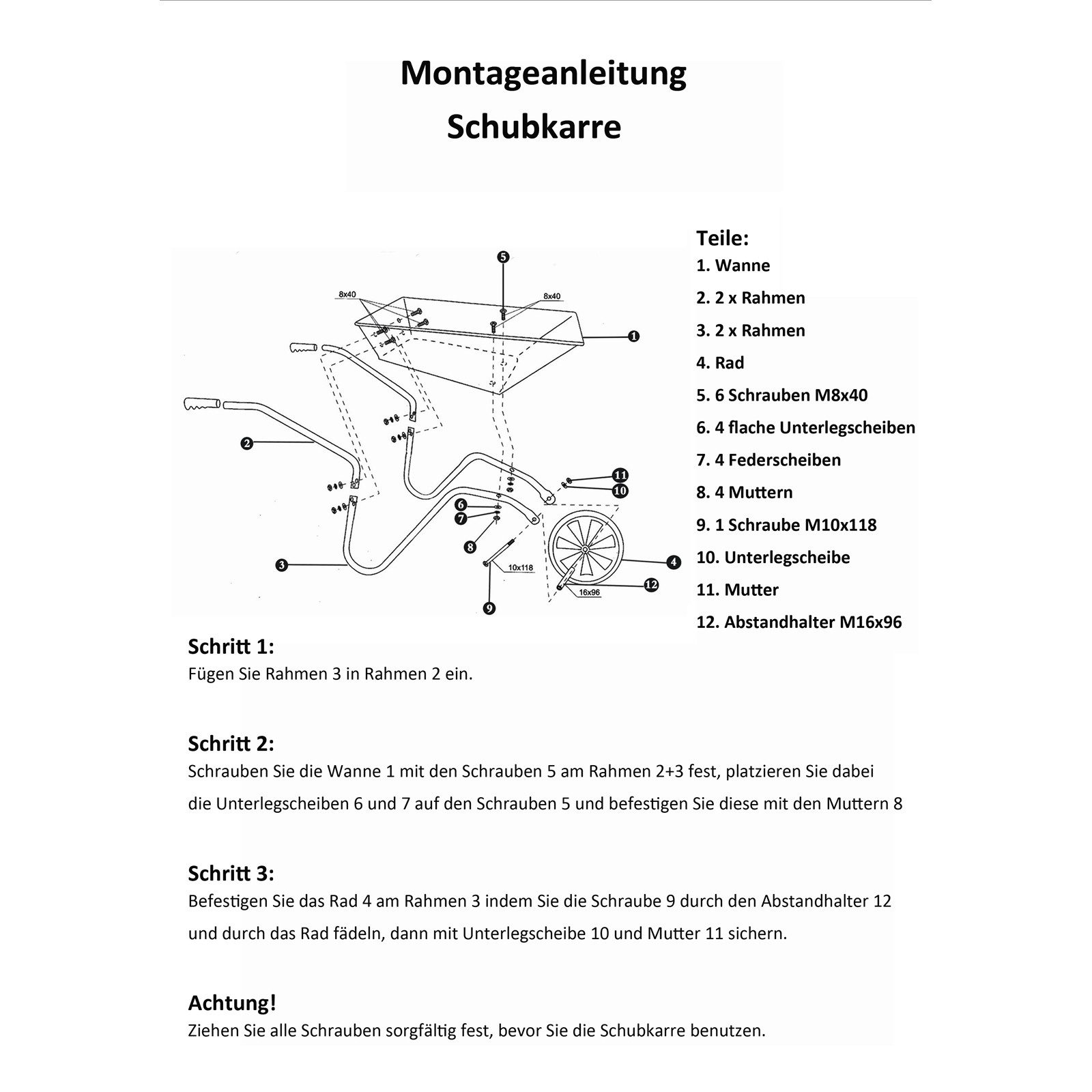 HTI-Line Schubkarre Schubkarre Havel 62,5, (1-tlg), Gartenschubkarre Einradkarre Mistkarre leicht
