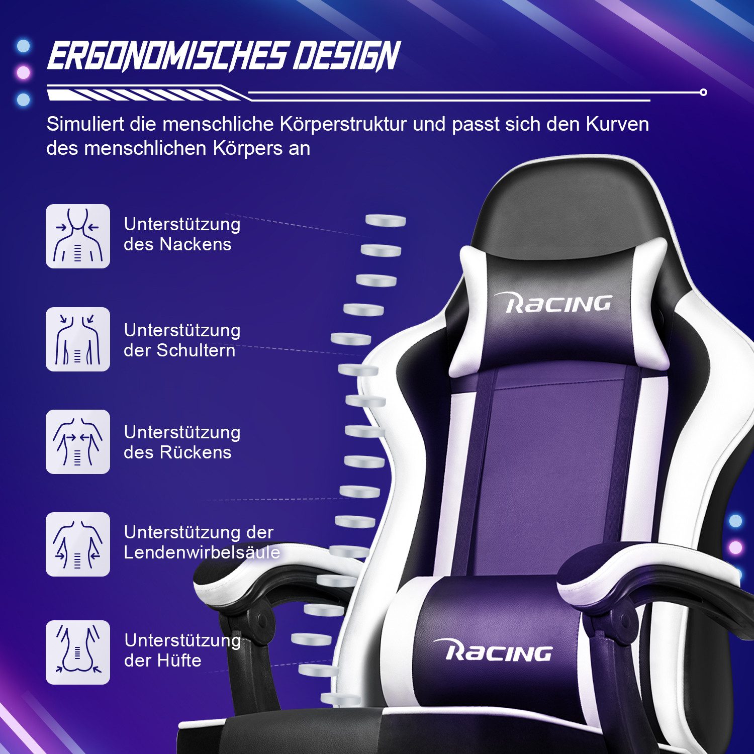 Hiazurm Gaming-Stuhl Gaming Stuhl, Bürostuhl Ergonomisch, günstig online kaufen