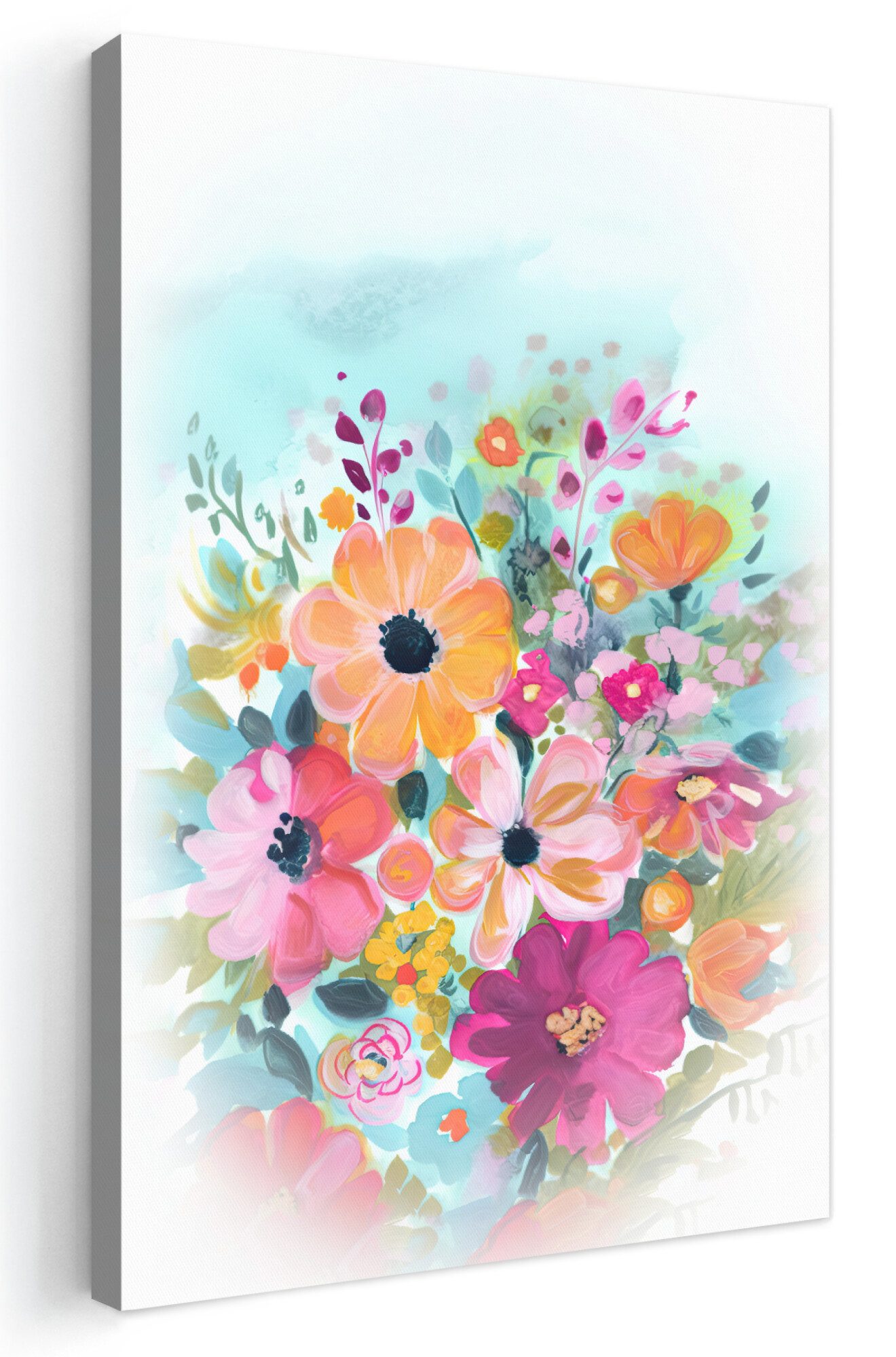 OneMillionCanvasses® Leinwandbild Blumen - Farben - Blumenstrauß - Natur, Fotodruck (1 St), Leinwand Canvas Wandbild, Wanddekoration 20x30 cm