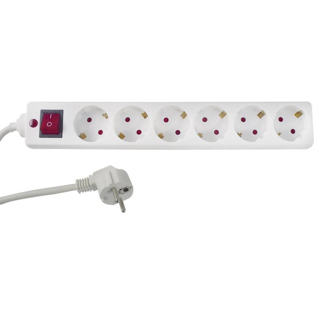 REV Schalter mit Steckdosenleiste Steckdosenleiste, Überspannungsschutz, erhöhter Berührungsschutz, 6-fach