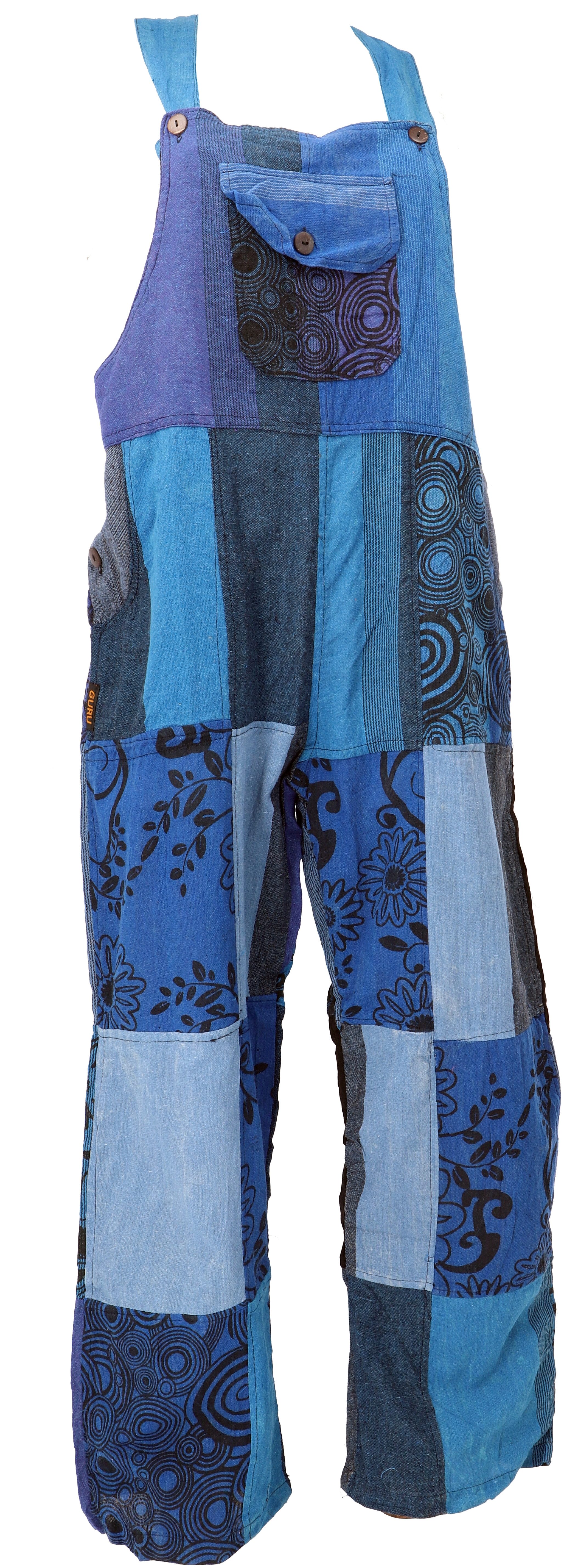 Guru-Shop Relaxhose Patchwork Latzhose, Unisex Boho Overall,.. Ethno Style, alternative Bekleidung
