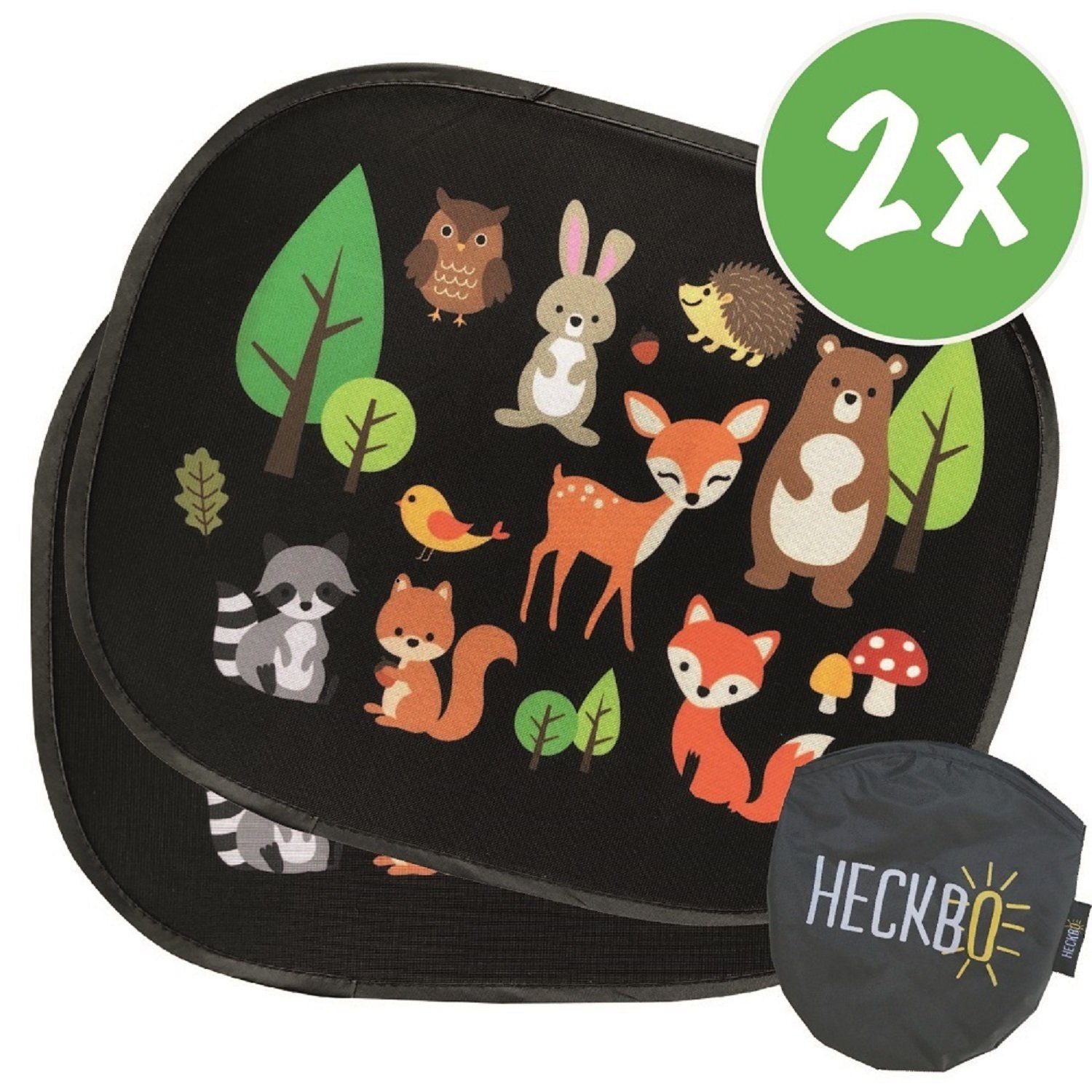 HECKBO Sonnenschutz 2X Auto Sonnenblende mit 8 Saugnäpfen - Waldtiere Tiere günstig online kaufen