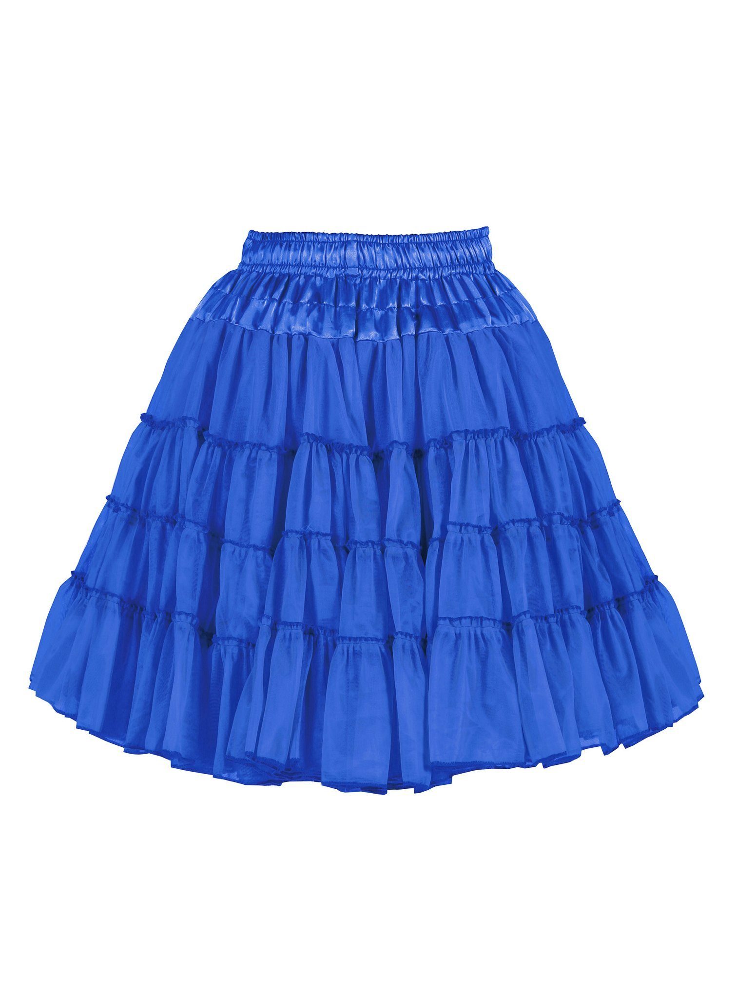 thetru Kostüm Petticoat Deluxe blau 2-lagig, Mittellanger Unterrock in zwei Lagen und vier Stufen