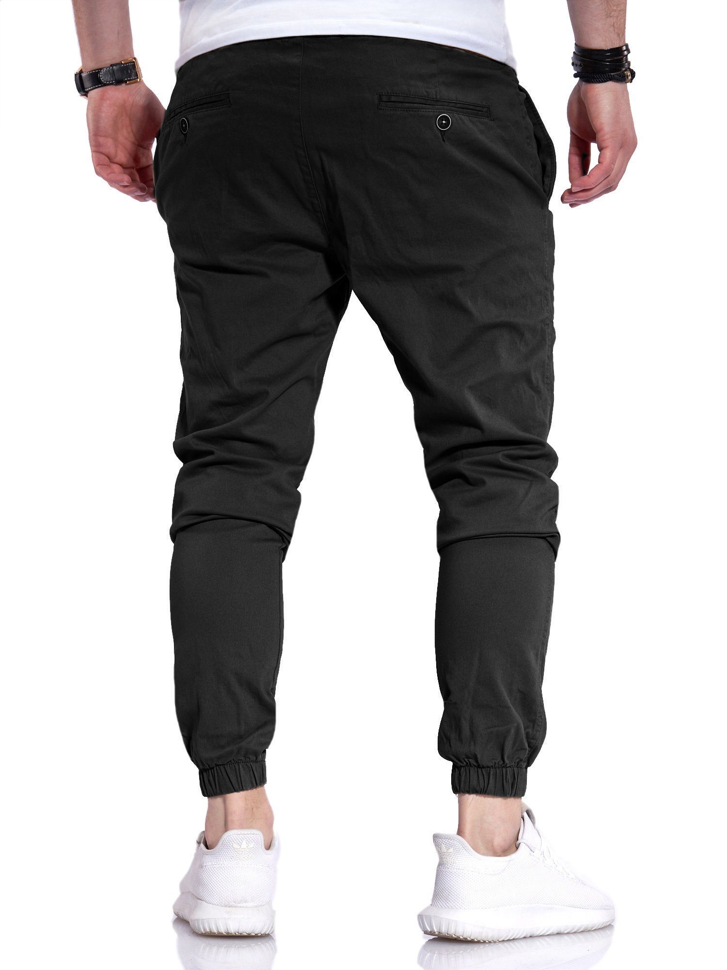 Schwarz Jogger-Hose Chinohose MPC-60 Bund elastischem mit behype