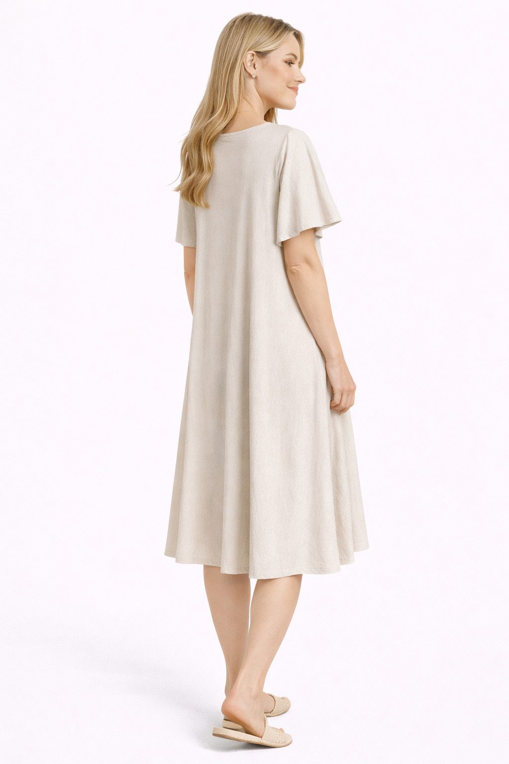 ITALY VIBES Sommerkleid - Kleid - Midikleid - Tunikakleid Damen - Schlupfkleid mit Flügelärmel ONE SIZE / passend für Größe M - XXL