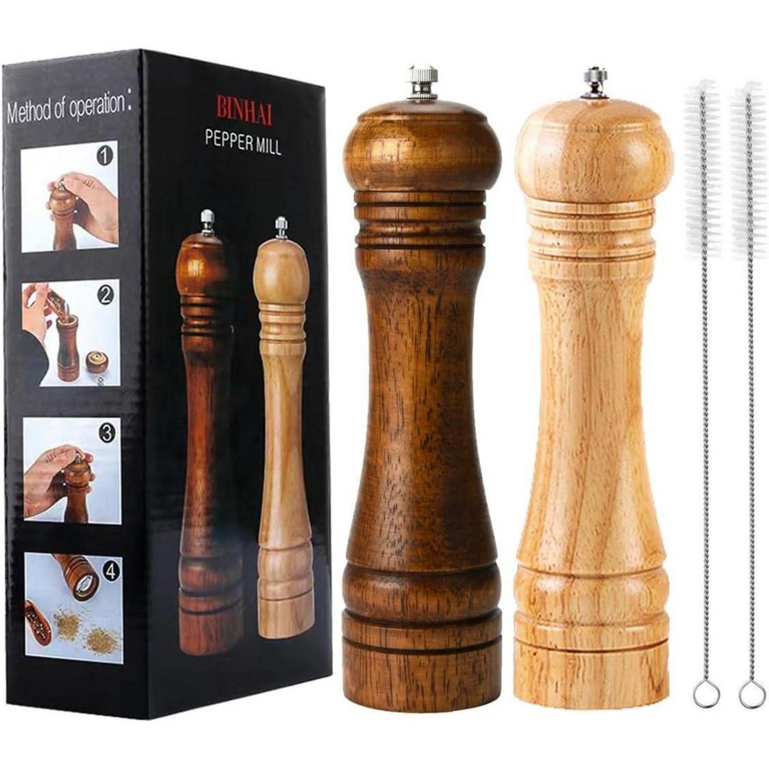 LuxusKollektion Salz-/Pfeffermühle Pfeffermühlen Holz Keramikmahlwerk Manuell D 2 Pfeffermühle aus Holz