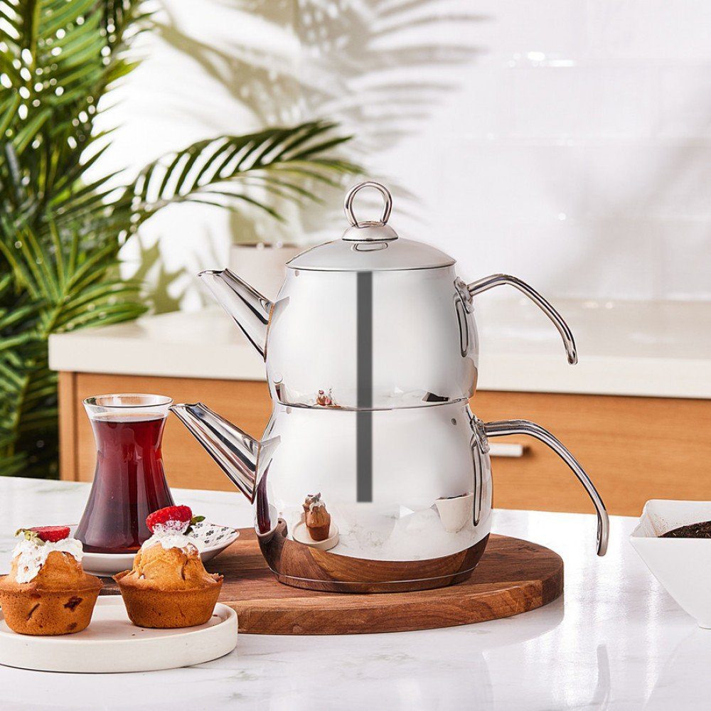 Karaca Teekanne Karaca Belinay Edelstahl-Teekannen-Set, 2.6L, Induktionsgeeignet