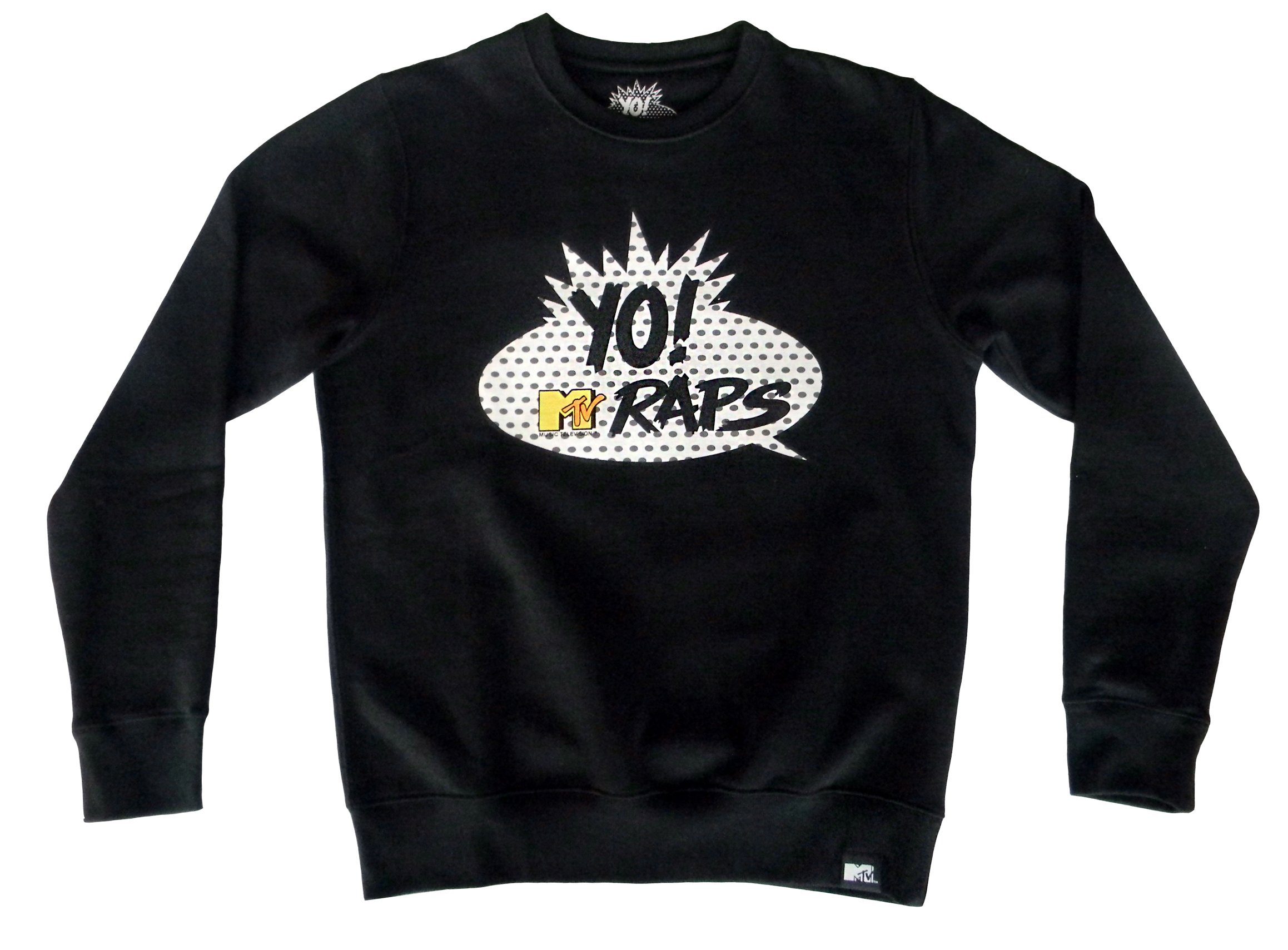 Stück) Raps, Herren Frontprint Kapuzensweatshirt (Stück, Sweatshirt, mit 1-tlg., Yo! Schwarz RAPS "Logo", YO! MTV