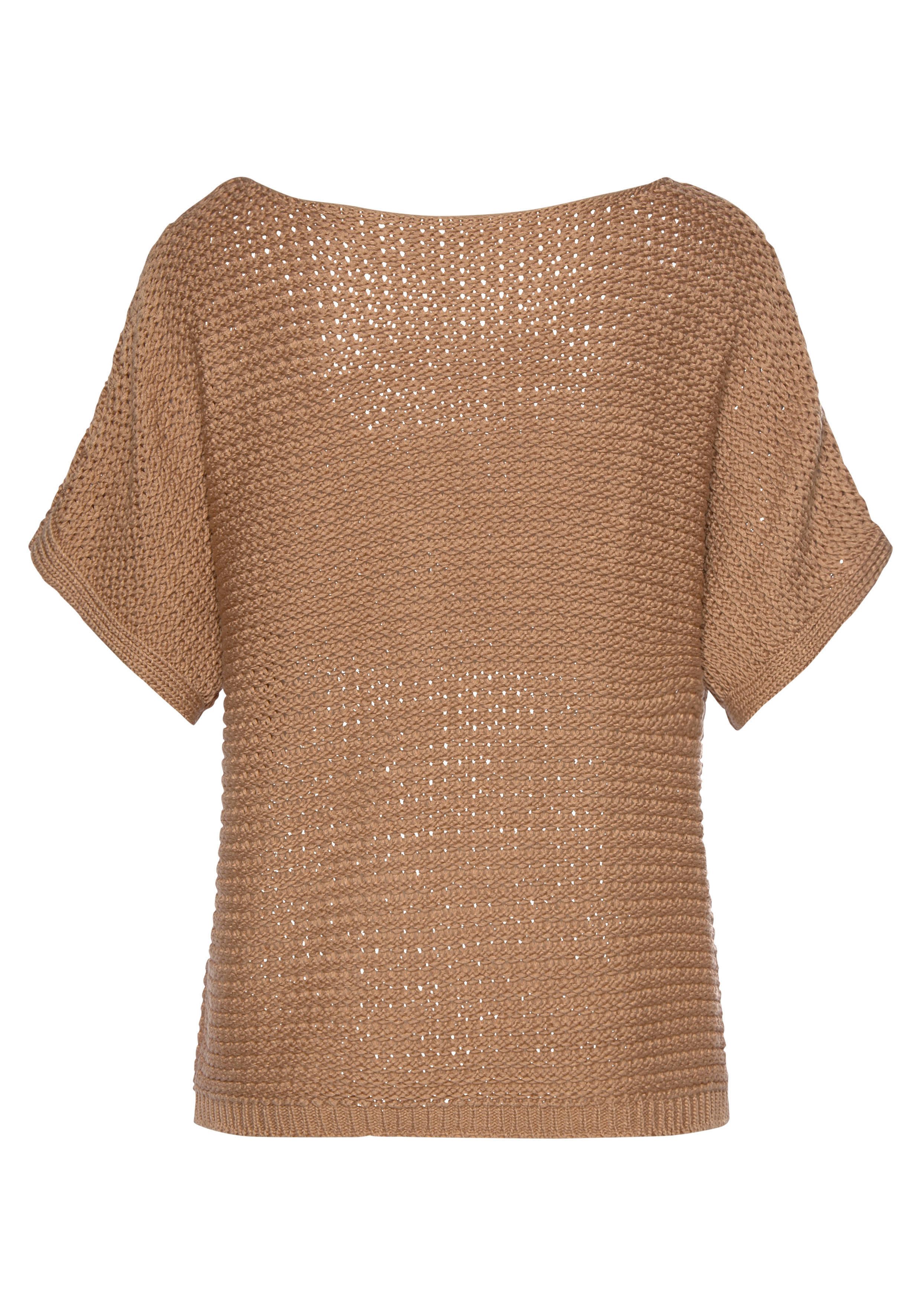 LASCANA Kurzarmpullover in luftigem Ajourstrick, Strickpullover, sommerlich