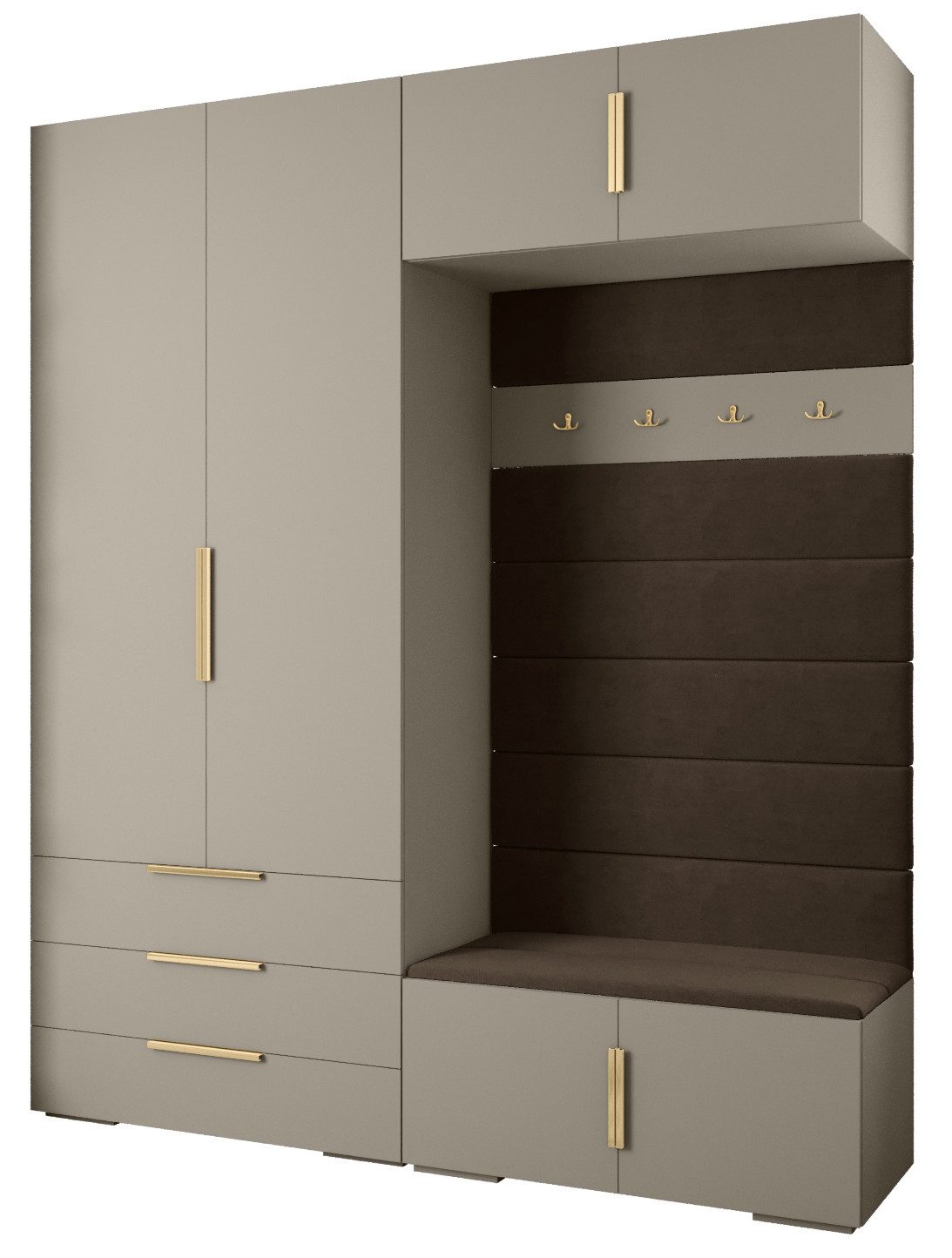 ABIKS MÖBEL Kompaktgarderobe INOVA 1 SATZ 12 Möbelset, Garderobe mit Kleiderstange und Regalen