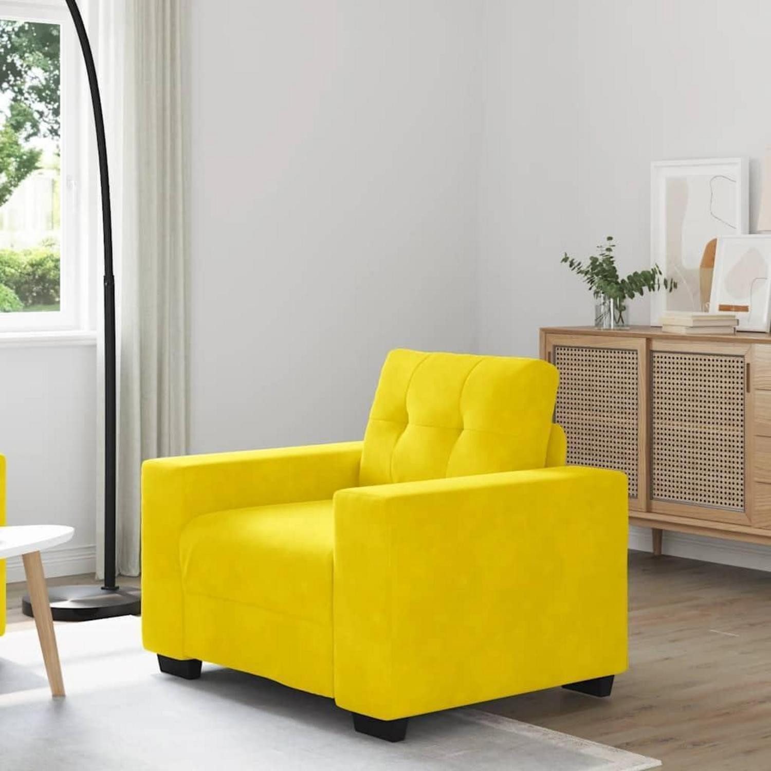 LuxusKollektion Loungesofa Sofa Sessel Samt klein leicht zusammenzubauend 60 cm Gelb