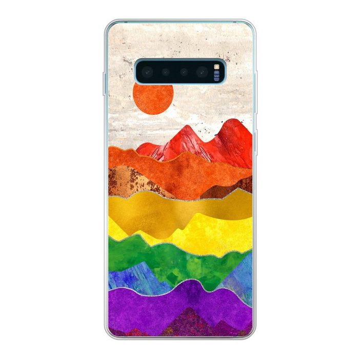 MuchoWow Handyhülle Regenbogen - Marmor - Stolz Phone Case Handyhülle Samsung Galaxy S10 Lite Silikon Schutzhülle