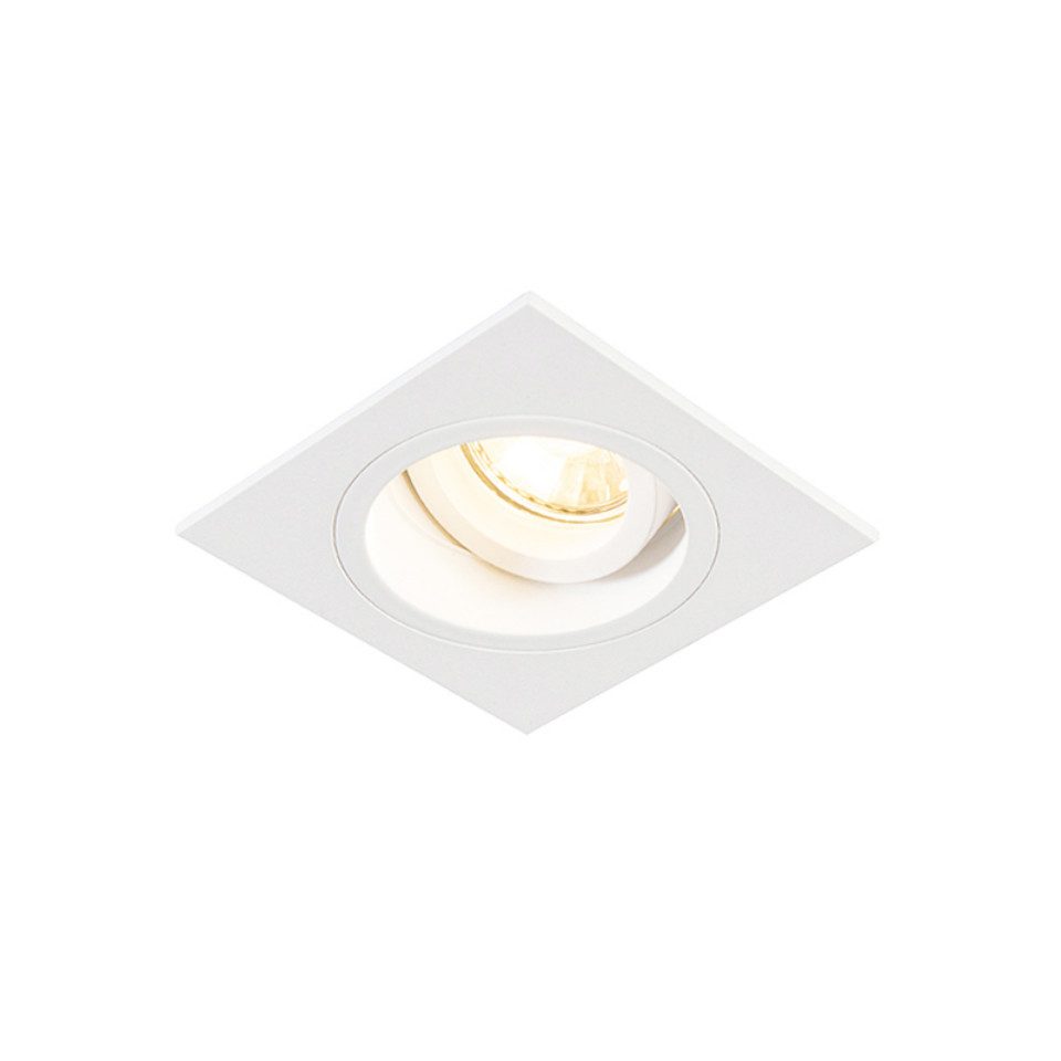 Qazqa LED Einbaustrahler Chuck, LED wechselbar, GU10, Weiß, Modern, Stahl, 1-flammig