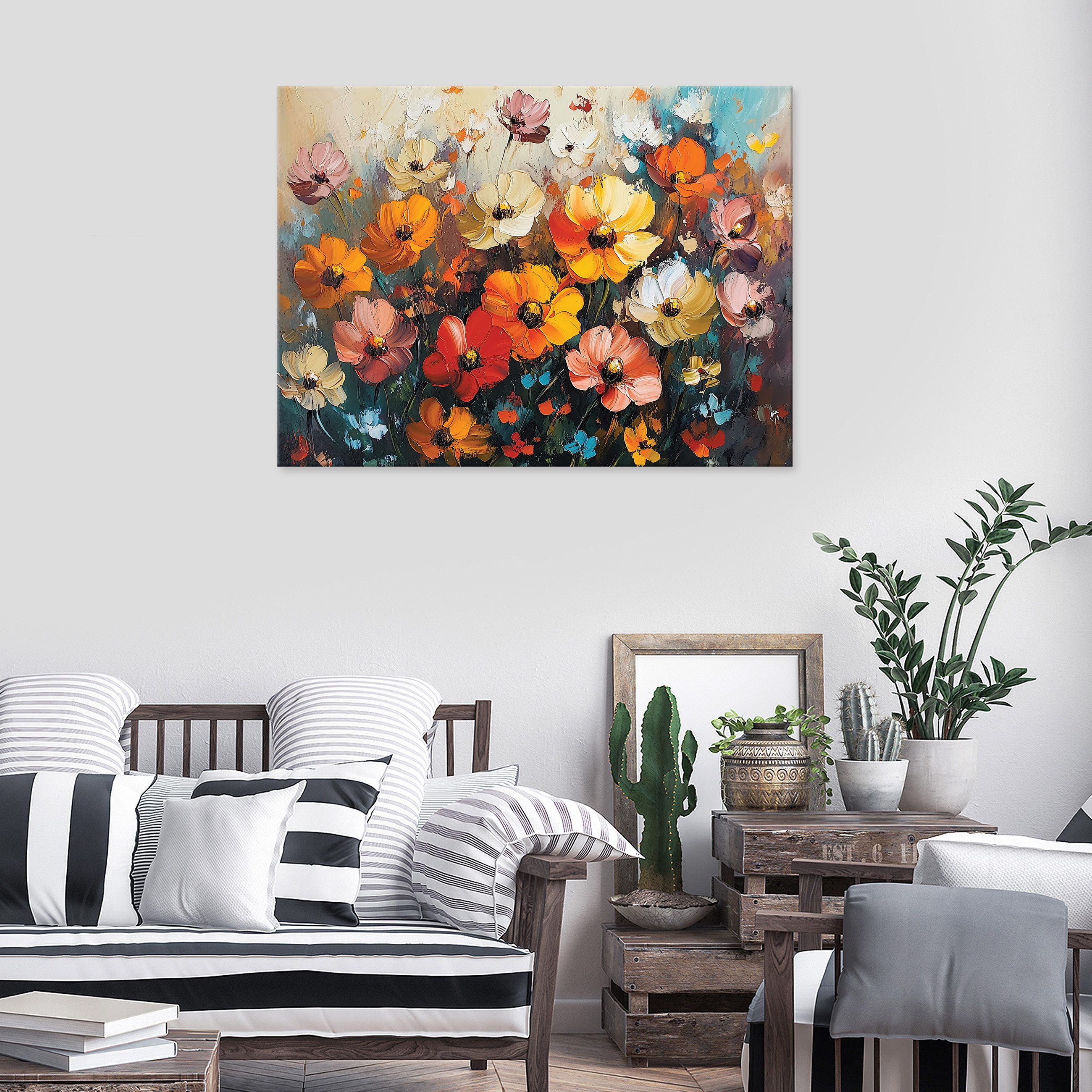 Wallarena Leinwandbild Blumen Aquarell Bunt Leinwand günstig online kaufen