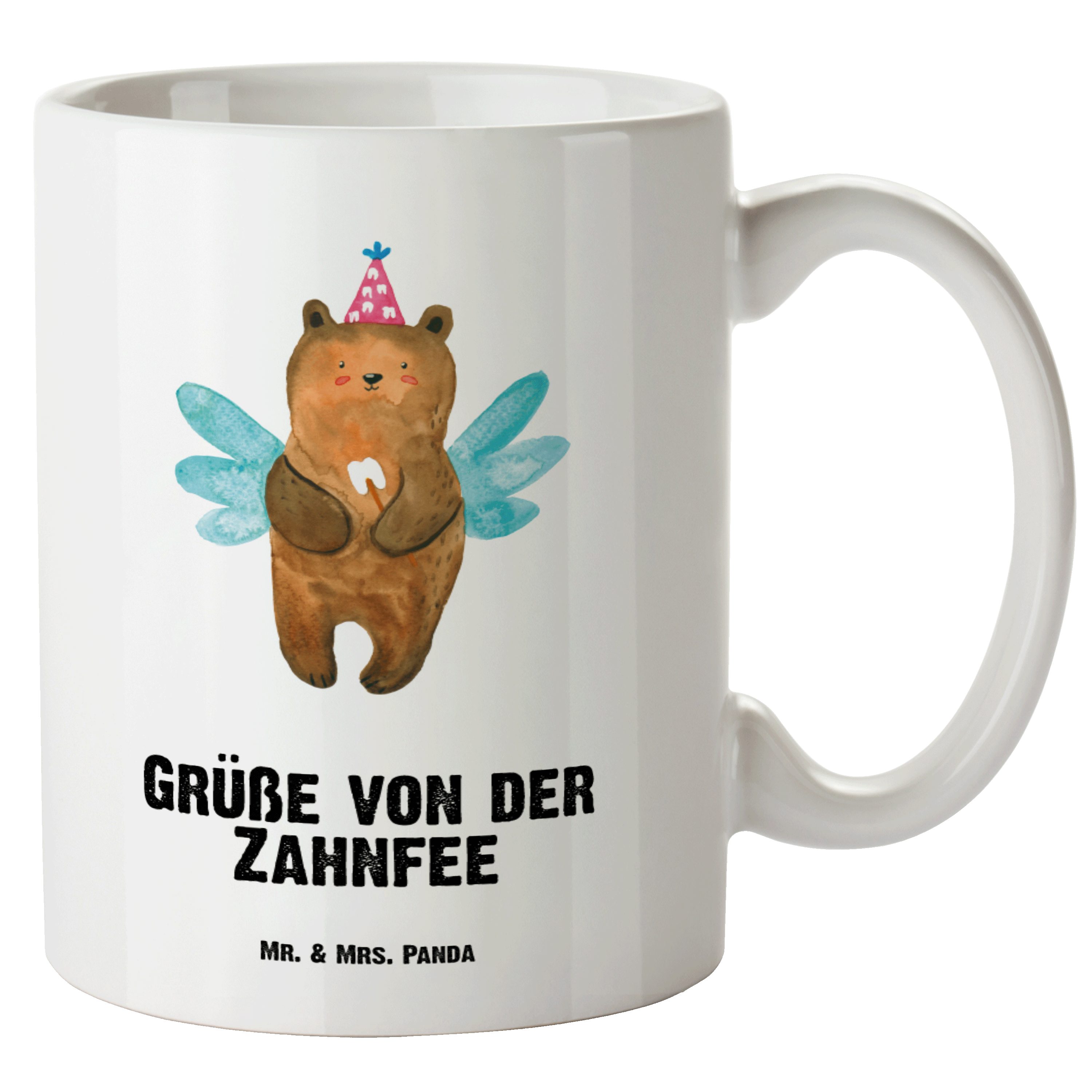 Teddybär, Mrs. Zahnfee Mr. Tasse Groß, - Geschenk, Tasse, Keramik XL Weiß - Panda Tasse XL XL Bär Teetasse, &