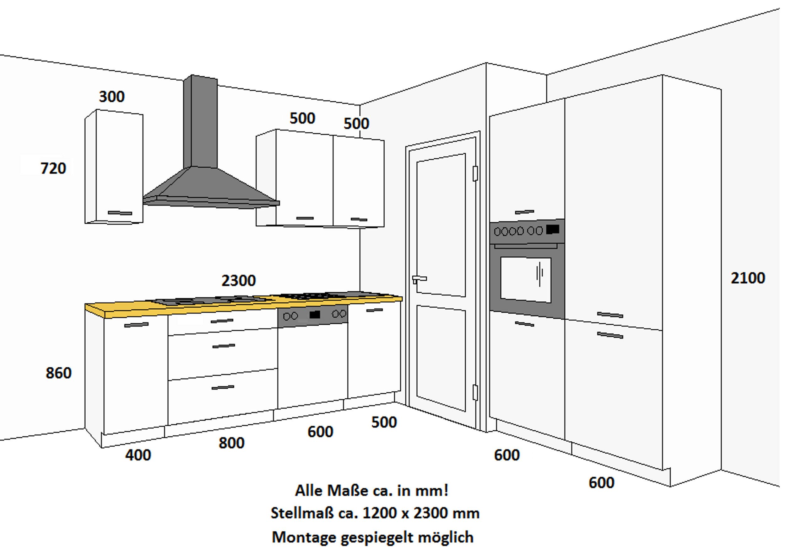 Küchen-Preisbombe Küchenzeile Stilo Grau 230 + 120 cm Küchenblock Einbauküche Landhaus Küche