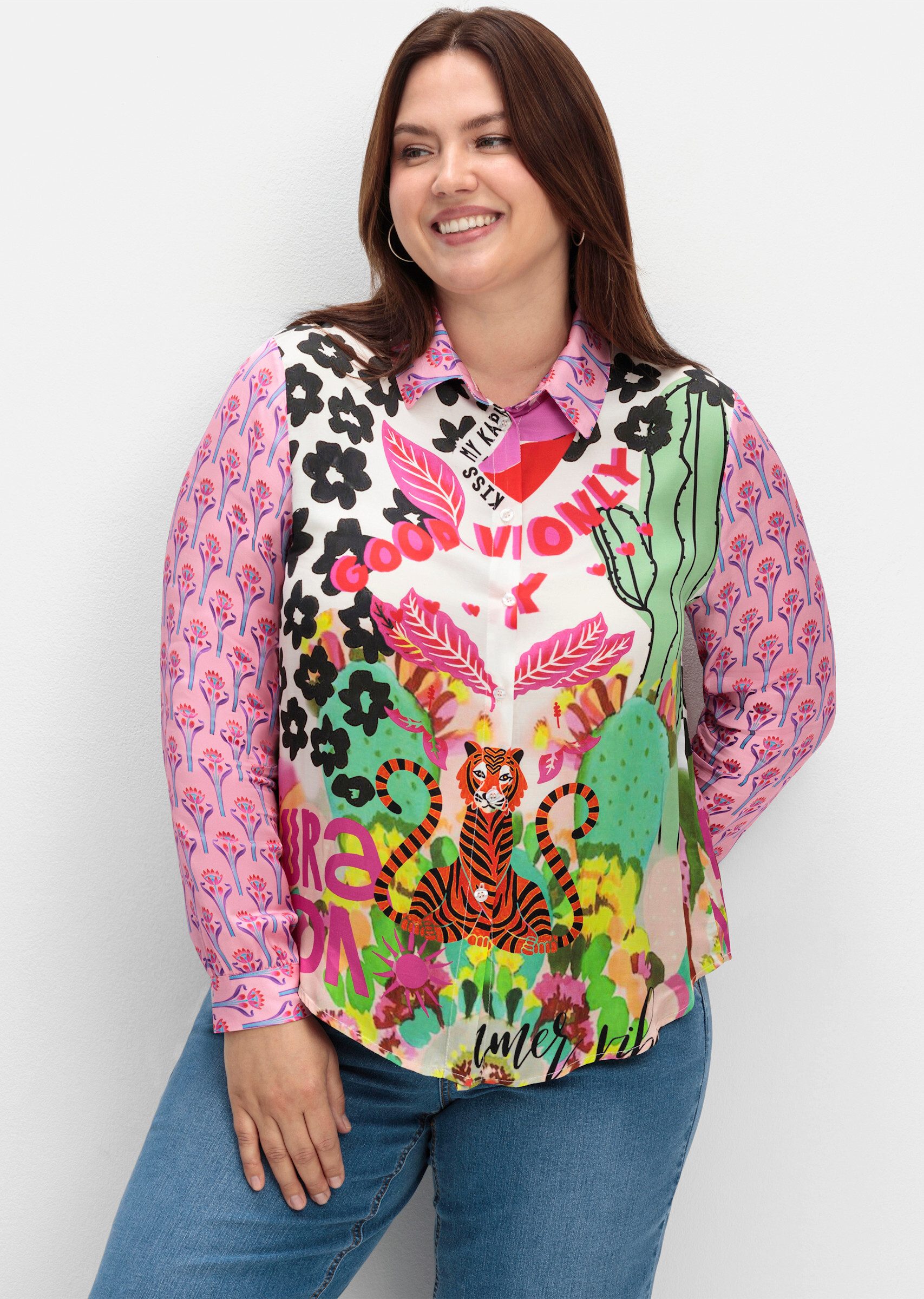 Sheego Klassische Bluse Hemdbluse Langarm günstig online kaufen