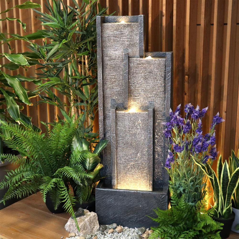 Wacredo Gartenbrunnen Premium Wasserspiel Komplettset Venezuela, Wasserbecken BxT: 35.5x20.5 cm, Gesamtmaß: 35,5 x 20,5 x 100cm (L x B x H)