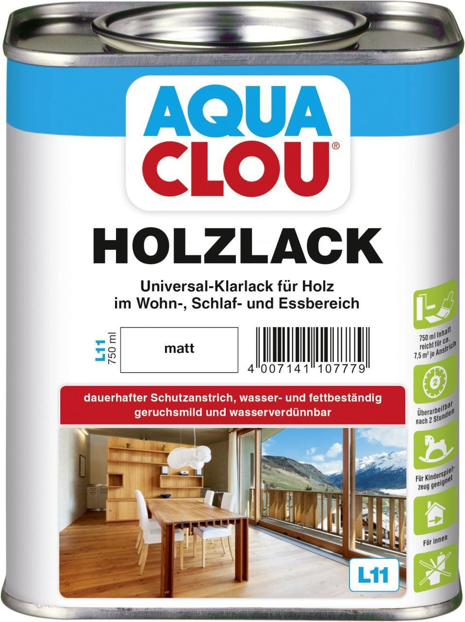 Clou Holzlack 750 Aqua L11 ml Holzlack Clou matt Aqua
