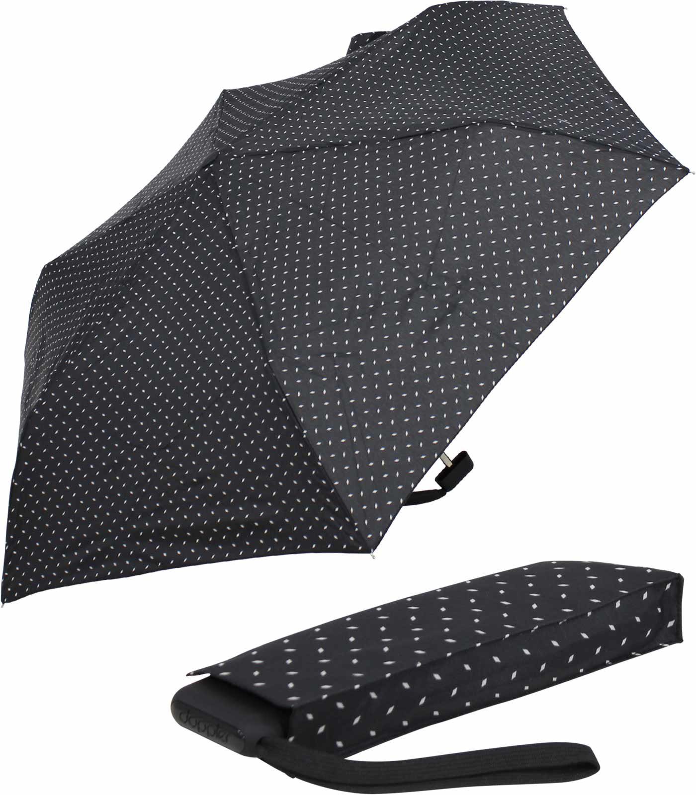 doppler® Taschenregenschirm ein leichter und flacher Schirm für jede Tasche, dieser treue Begleiter findet überall Platz schwarz