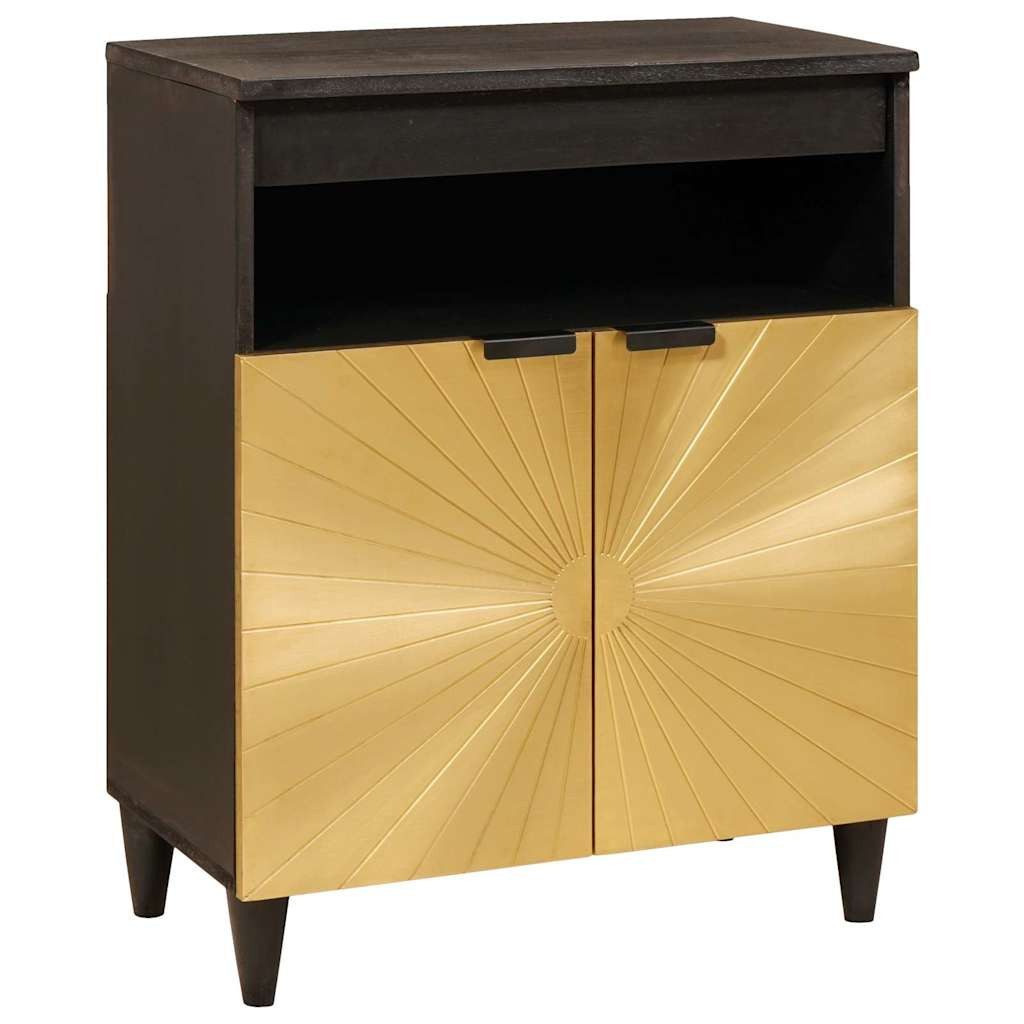 vidaXL Media-Regal Sideboard Schwarz und Gold 60 x 33 x 75 cm massives holz, 1-tlg.