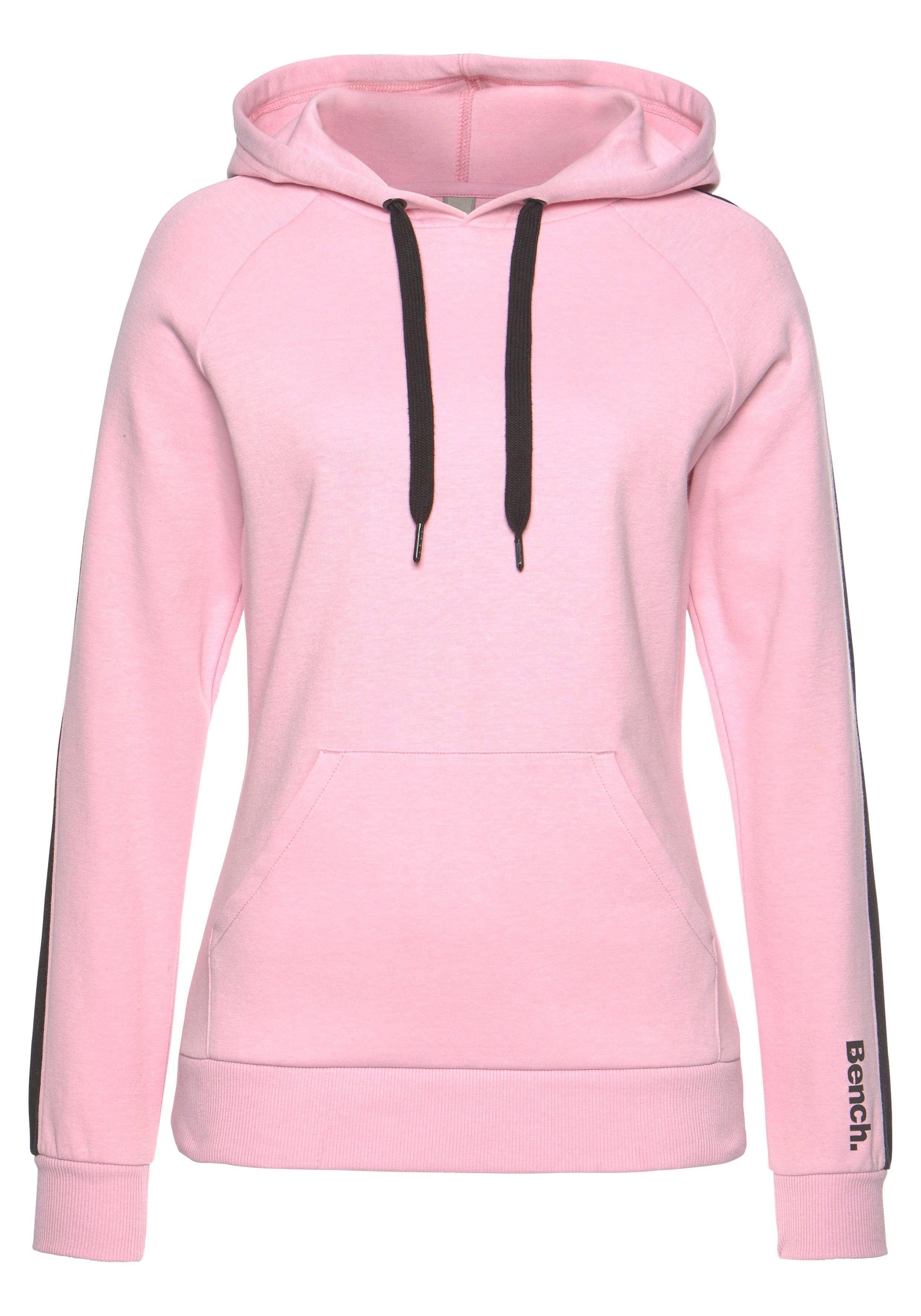 Bench. Loungewear Kapuzensweatshirt Seitenstreifen Kängurutasche, Loungeanzug, rosa-schwarz mit und Hoodie